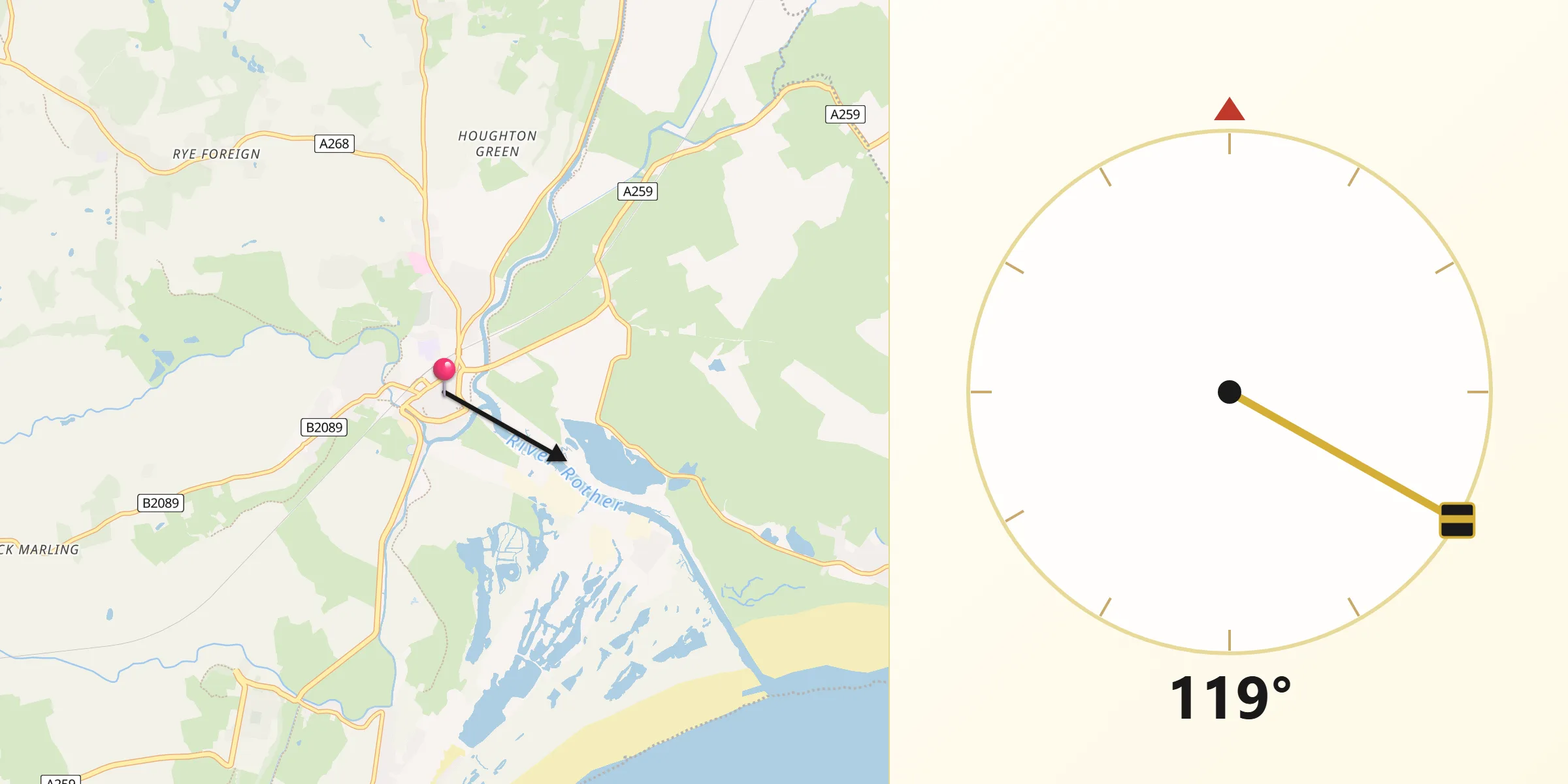 Qibla Direction from Rye