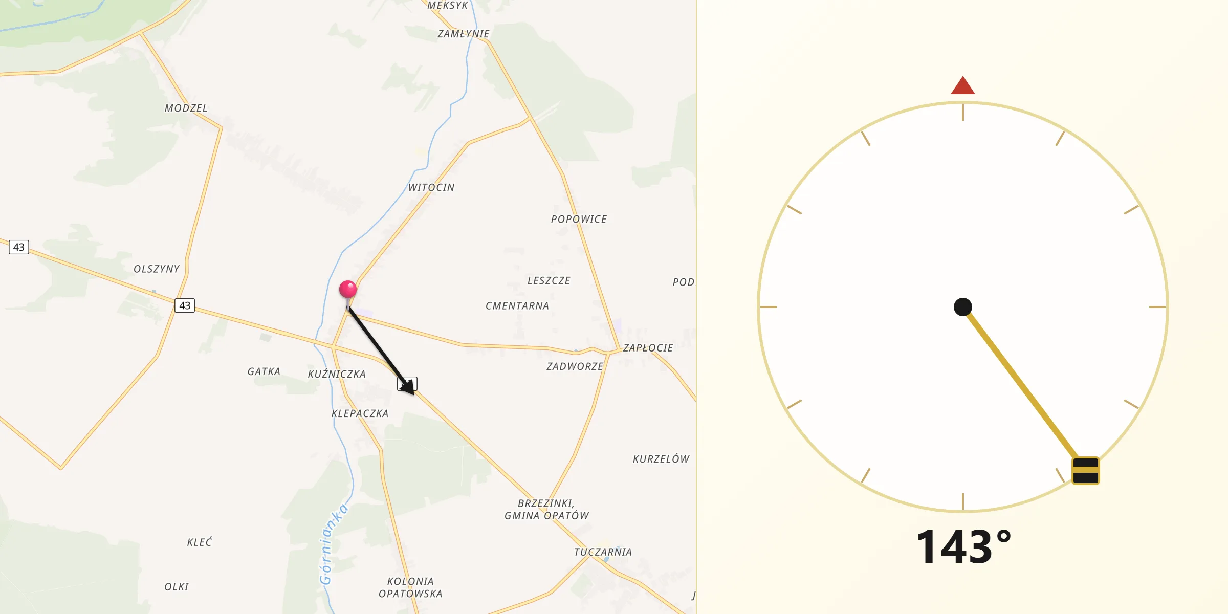 Kierunek Qibla z Opatów