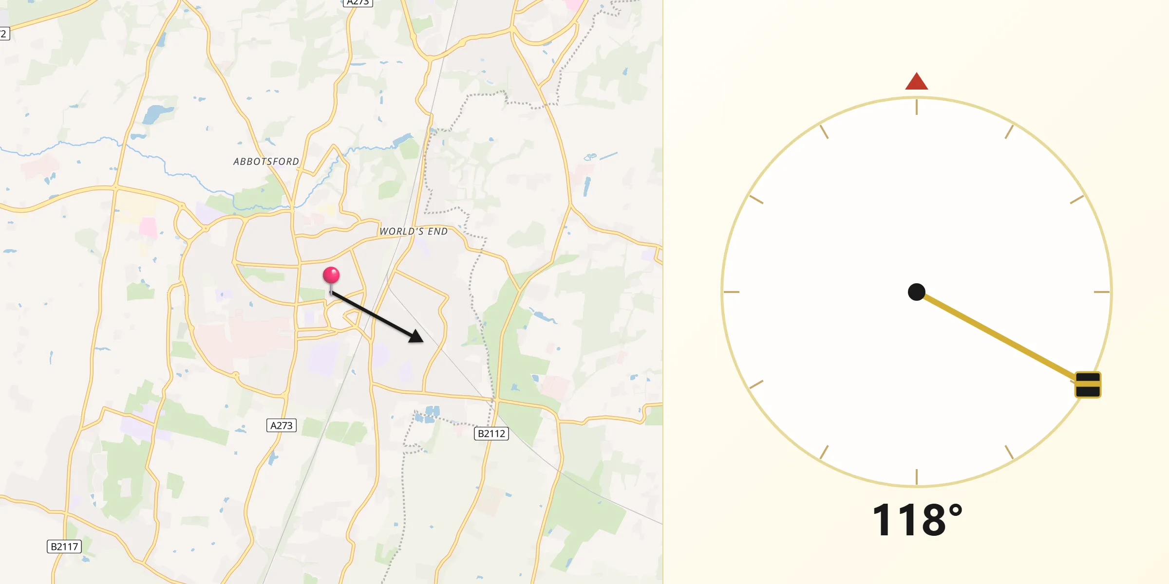 Qibla Direction from Burgess Hill