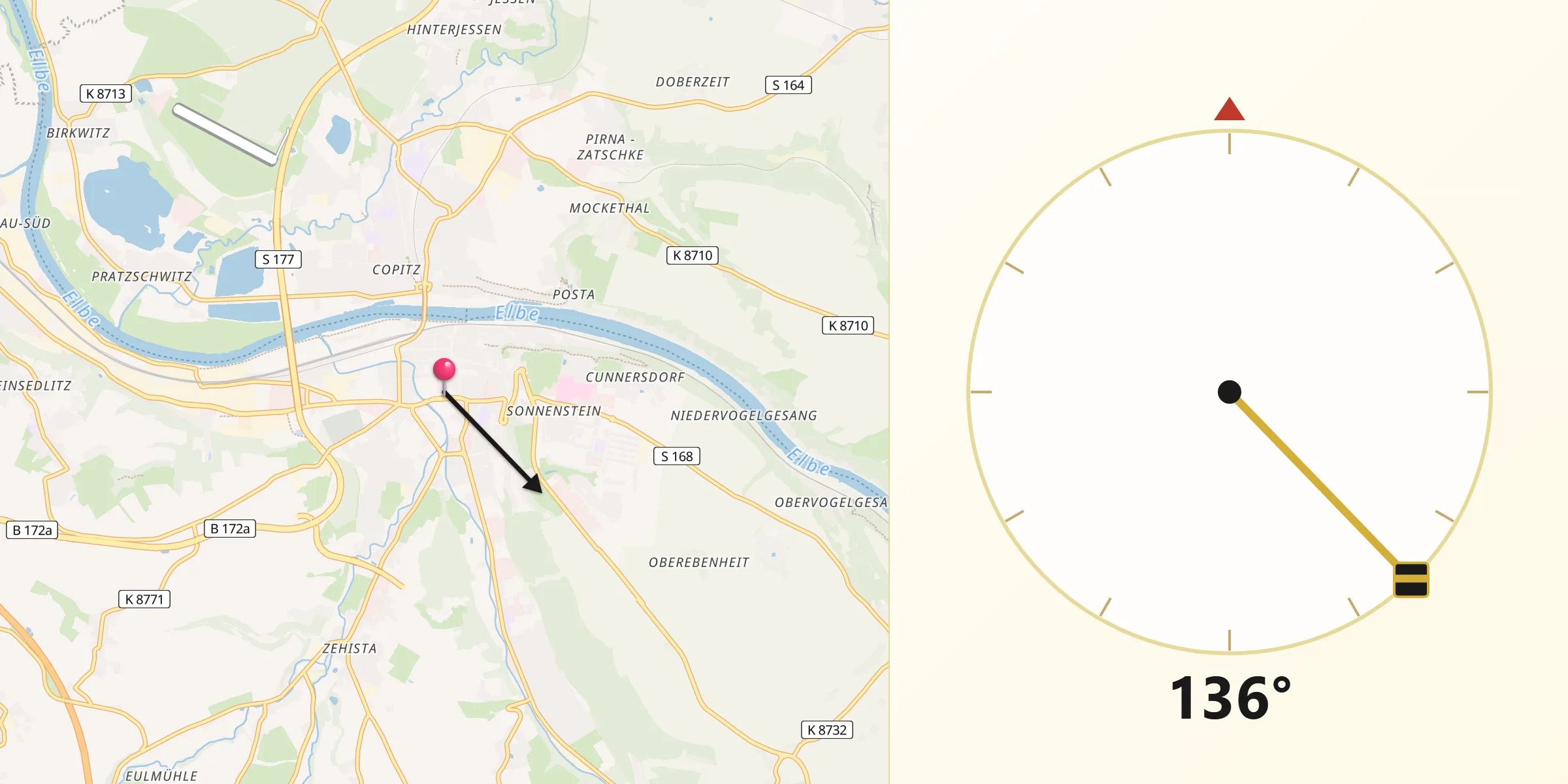 Qibla-Richtung von Pirna
