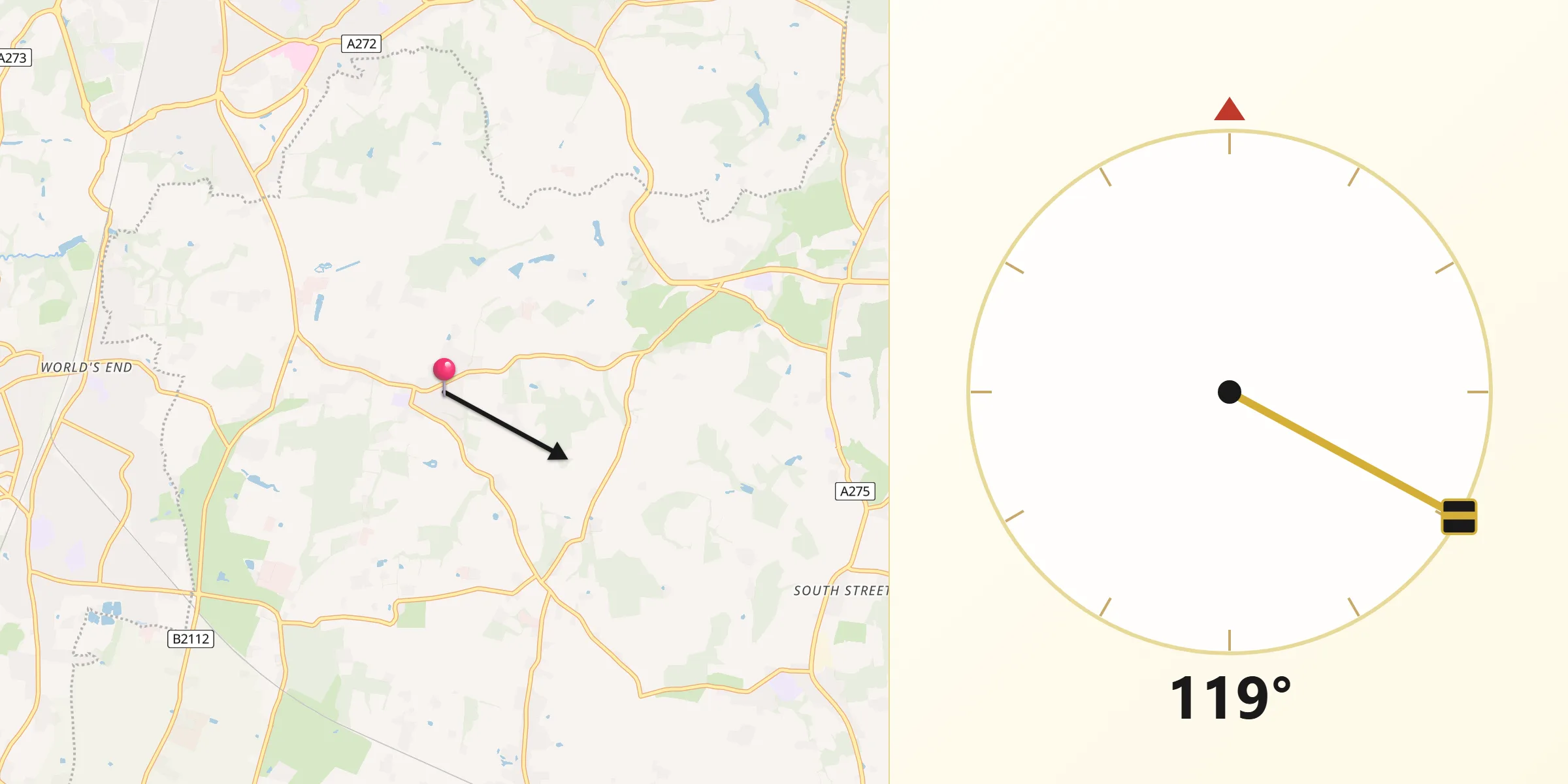 Qibla Direction from Wivelsfield Green