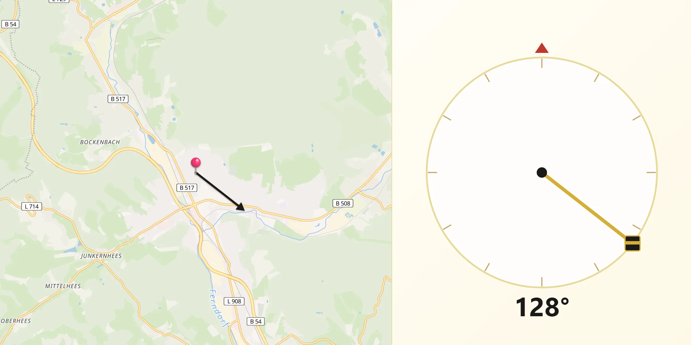 Qibla-Richtung von Kreuztal
