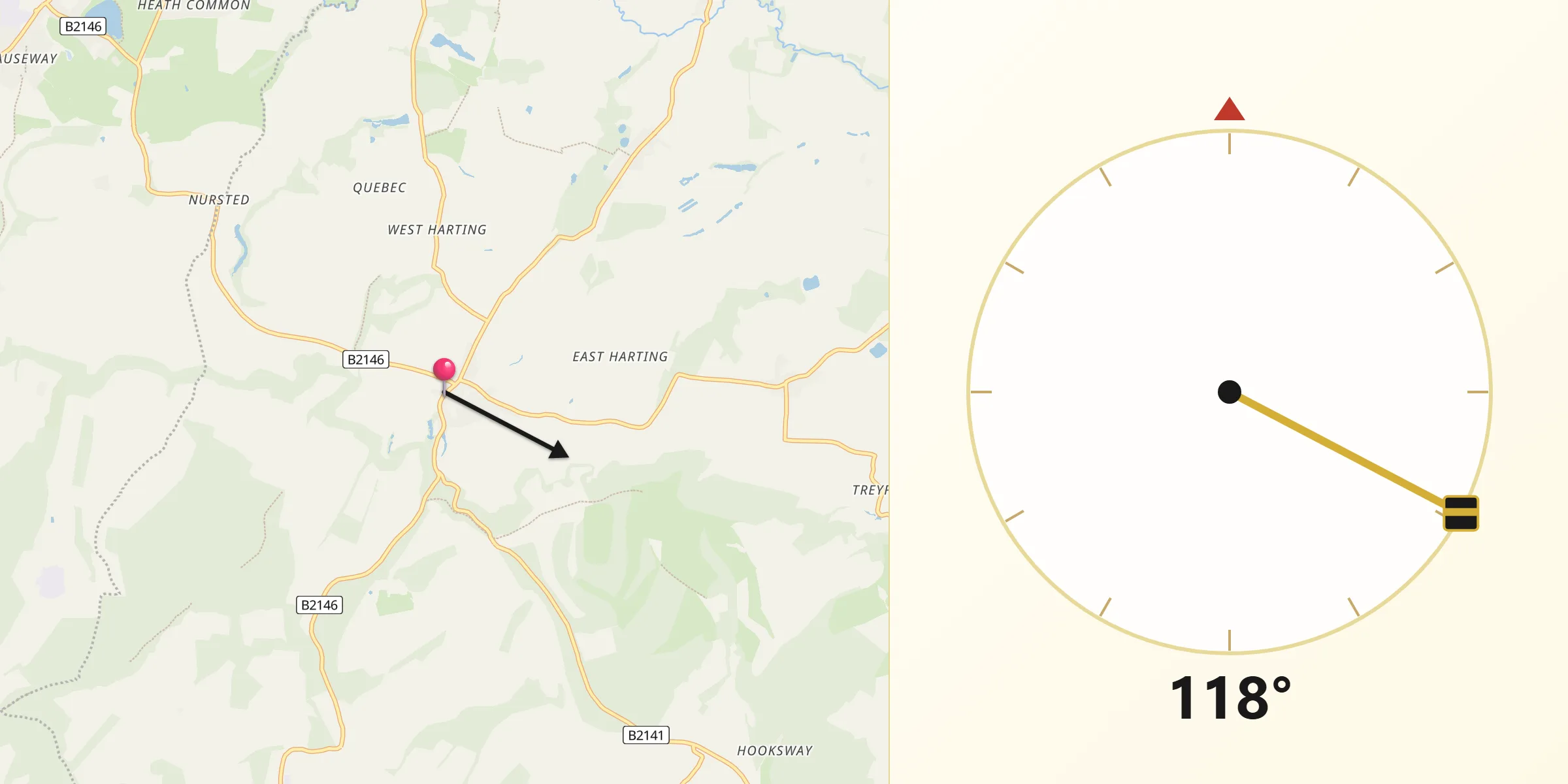 Qibla Direction from South Harting