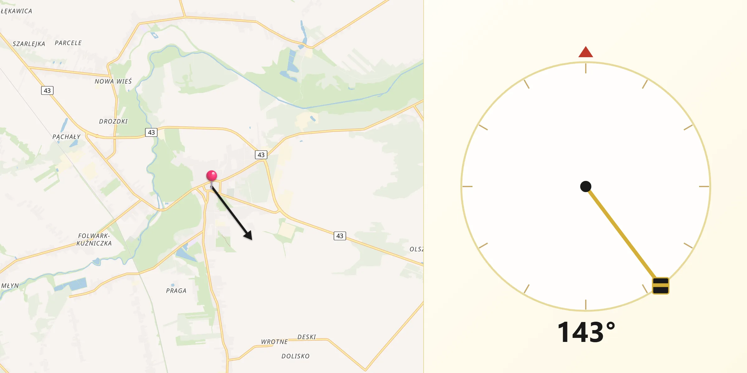 Kierunek Qibla z Krzepice