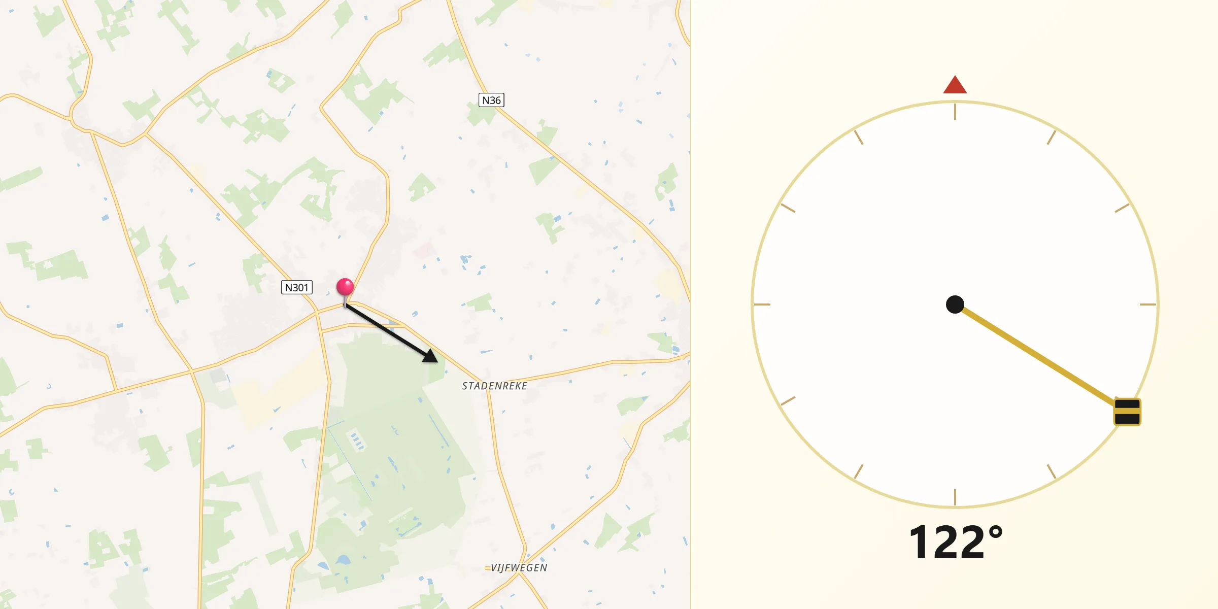Direction vers la Qibla depuis Houthulst
