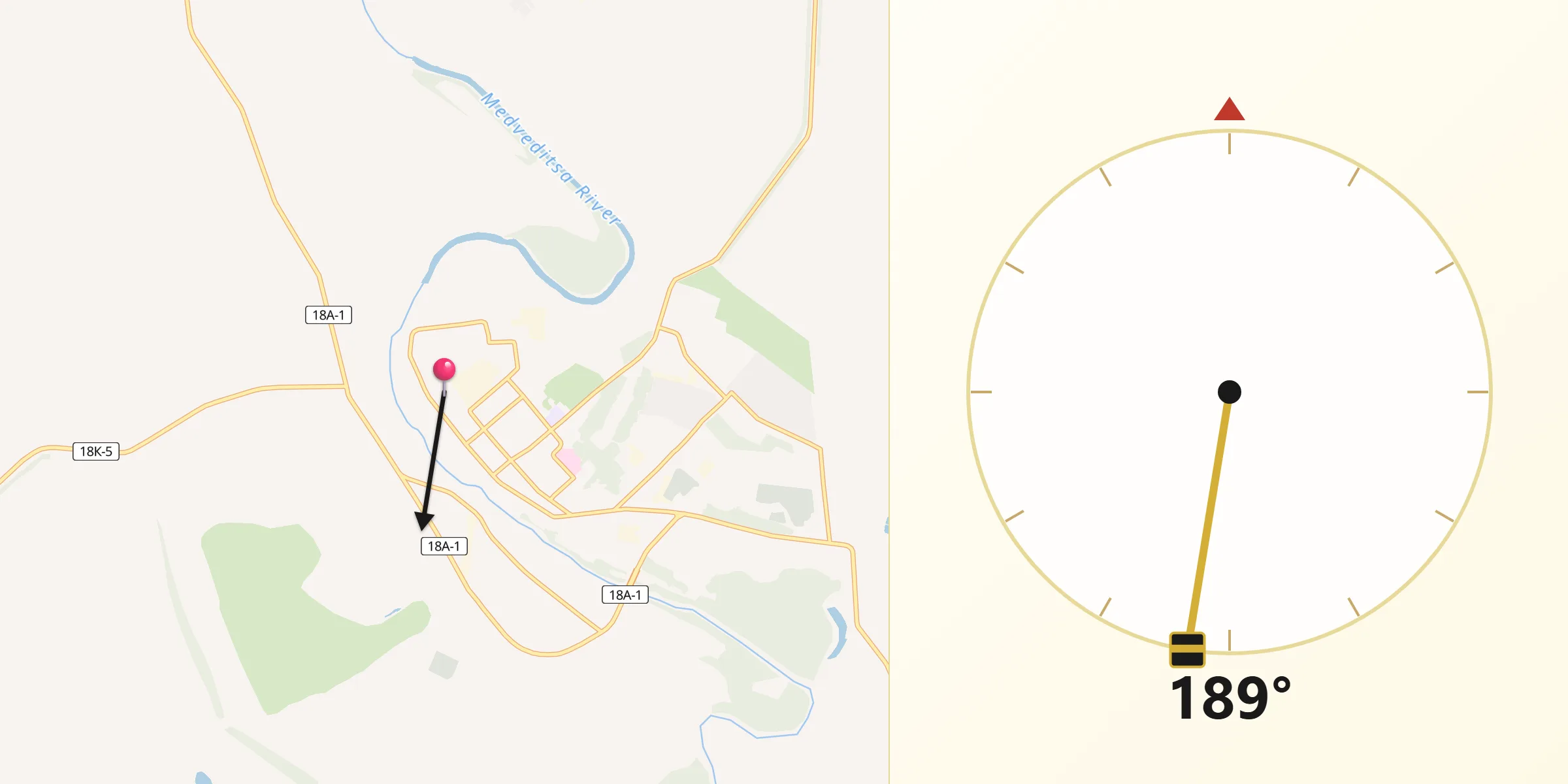 Направление Киблы из Жирновск