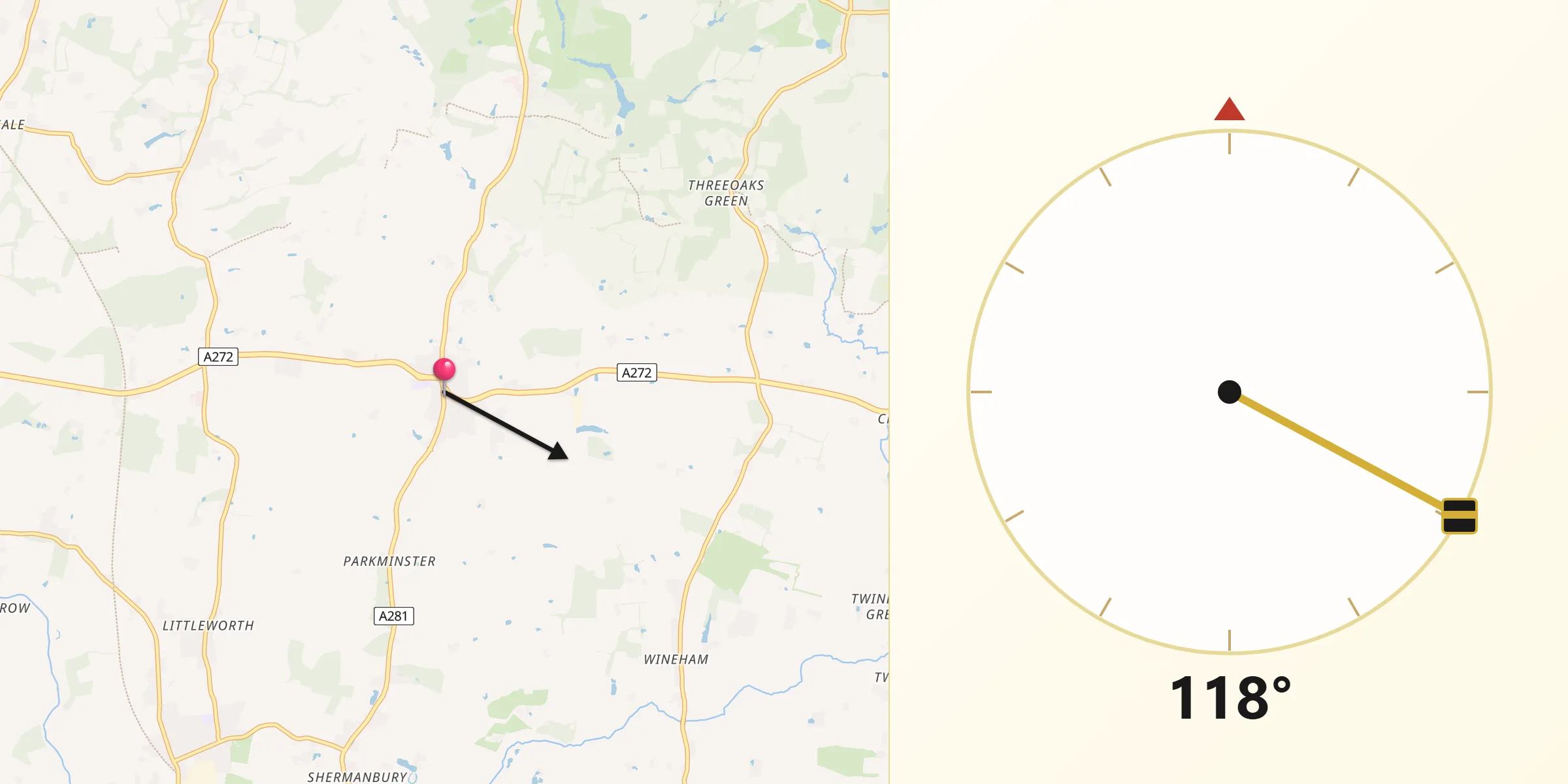 Qibla Direction from Cowfold