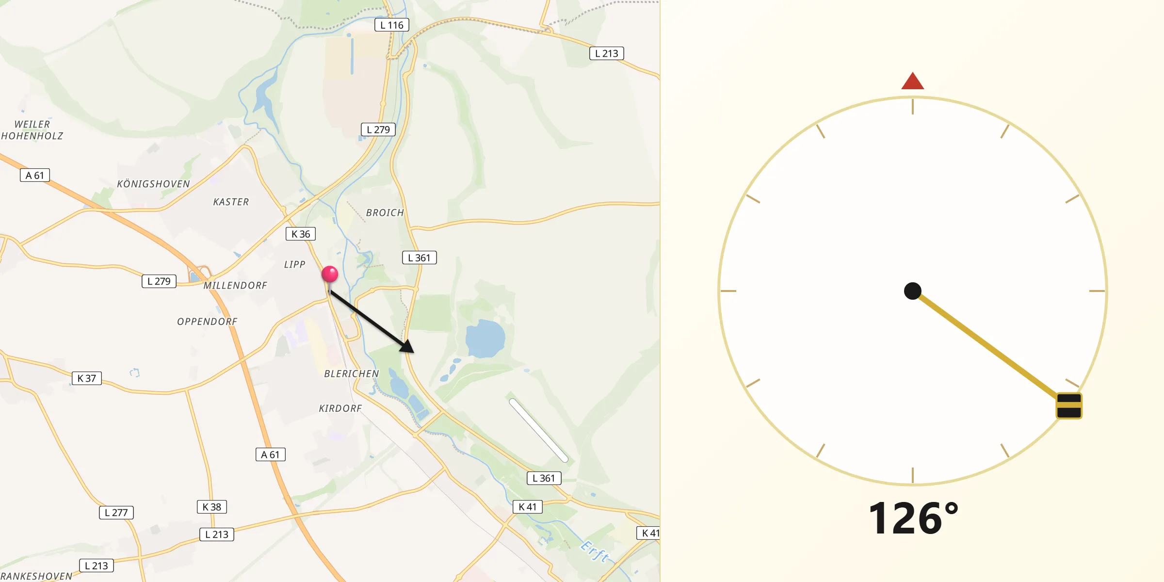 Qibla-Richtung von Bedburg