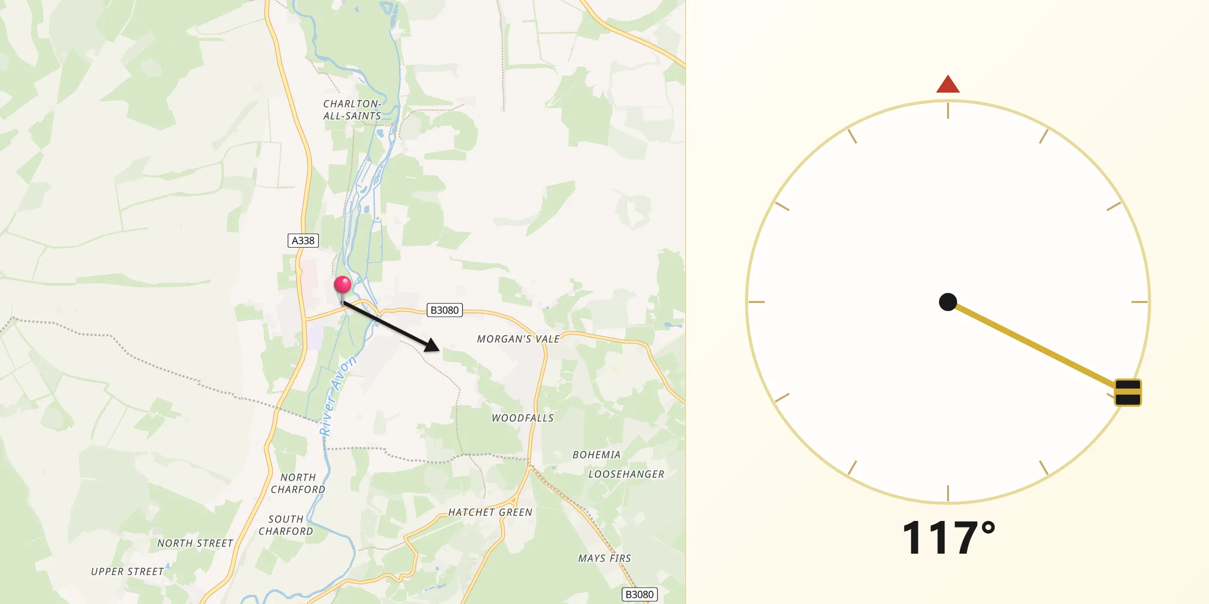 Qibla Direction from Downton
