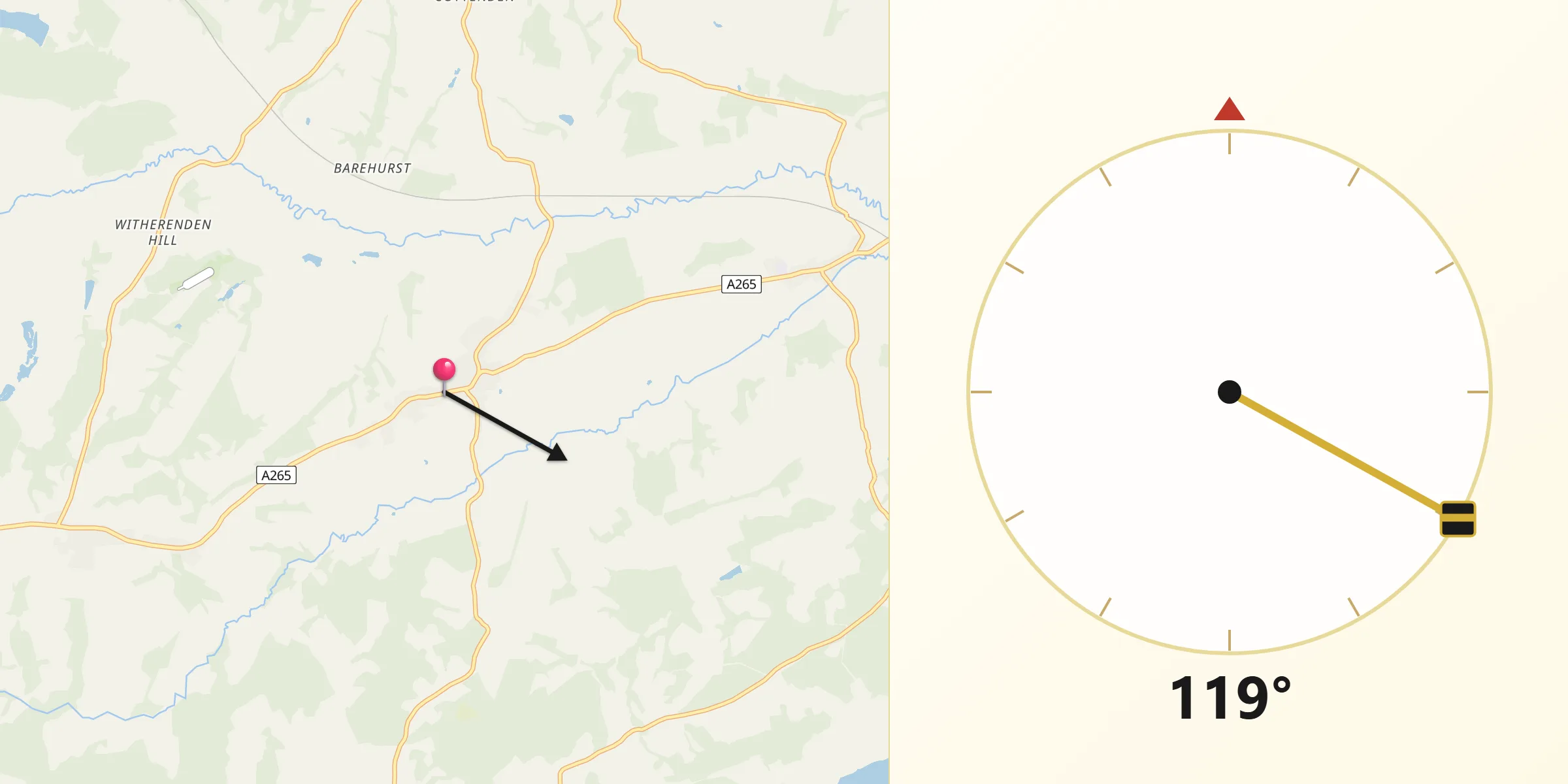 Qibla Direction from Burwash