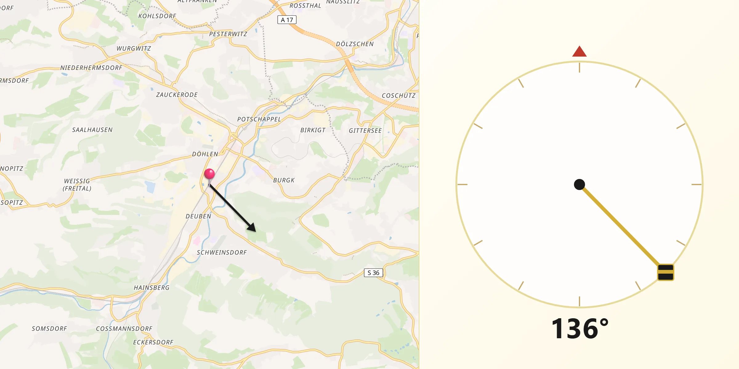 Qibla-Richtung von Freital