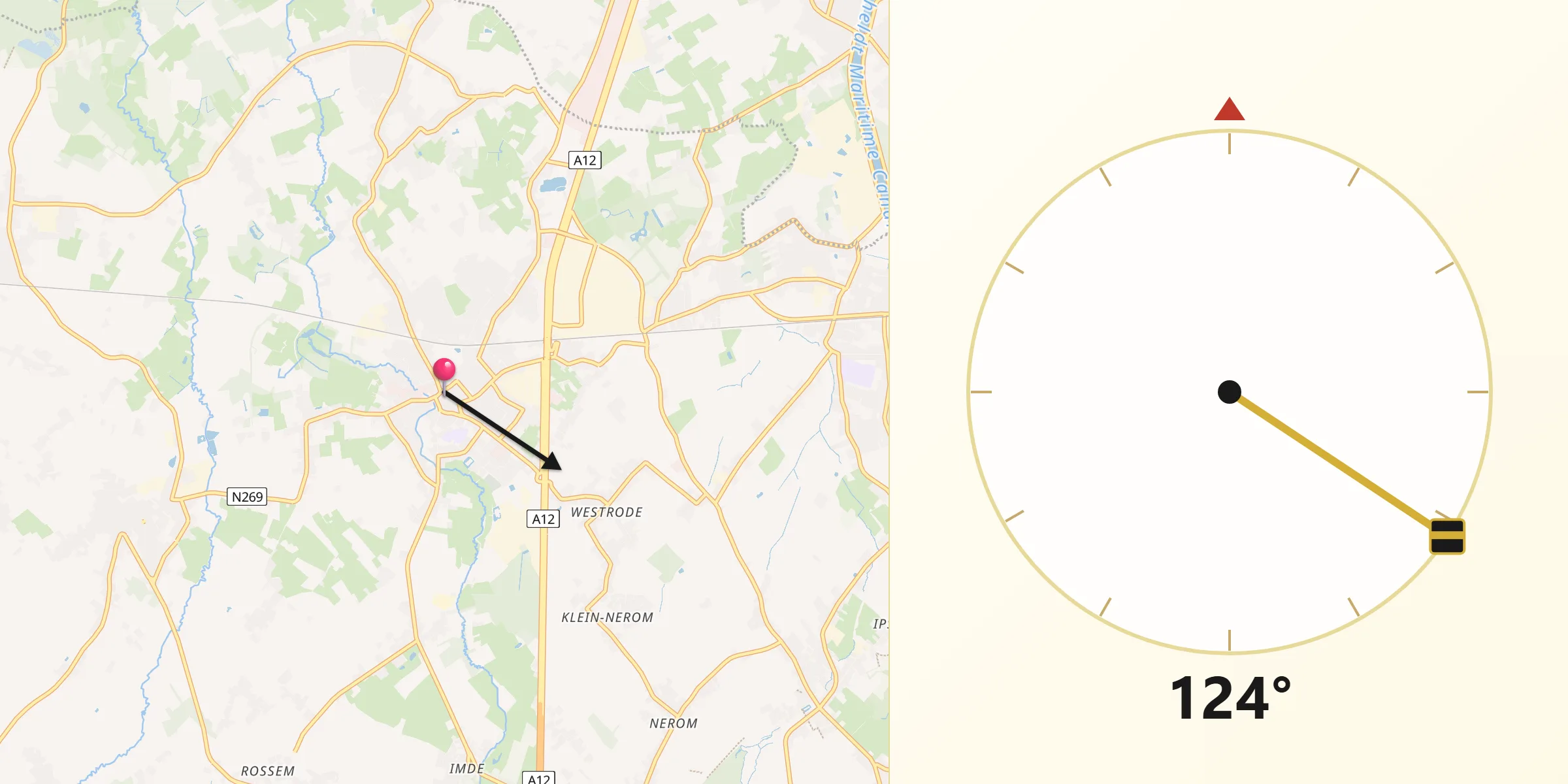 Direction vers la Qibla depuis Londerzeel
