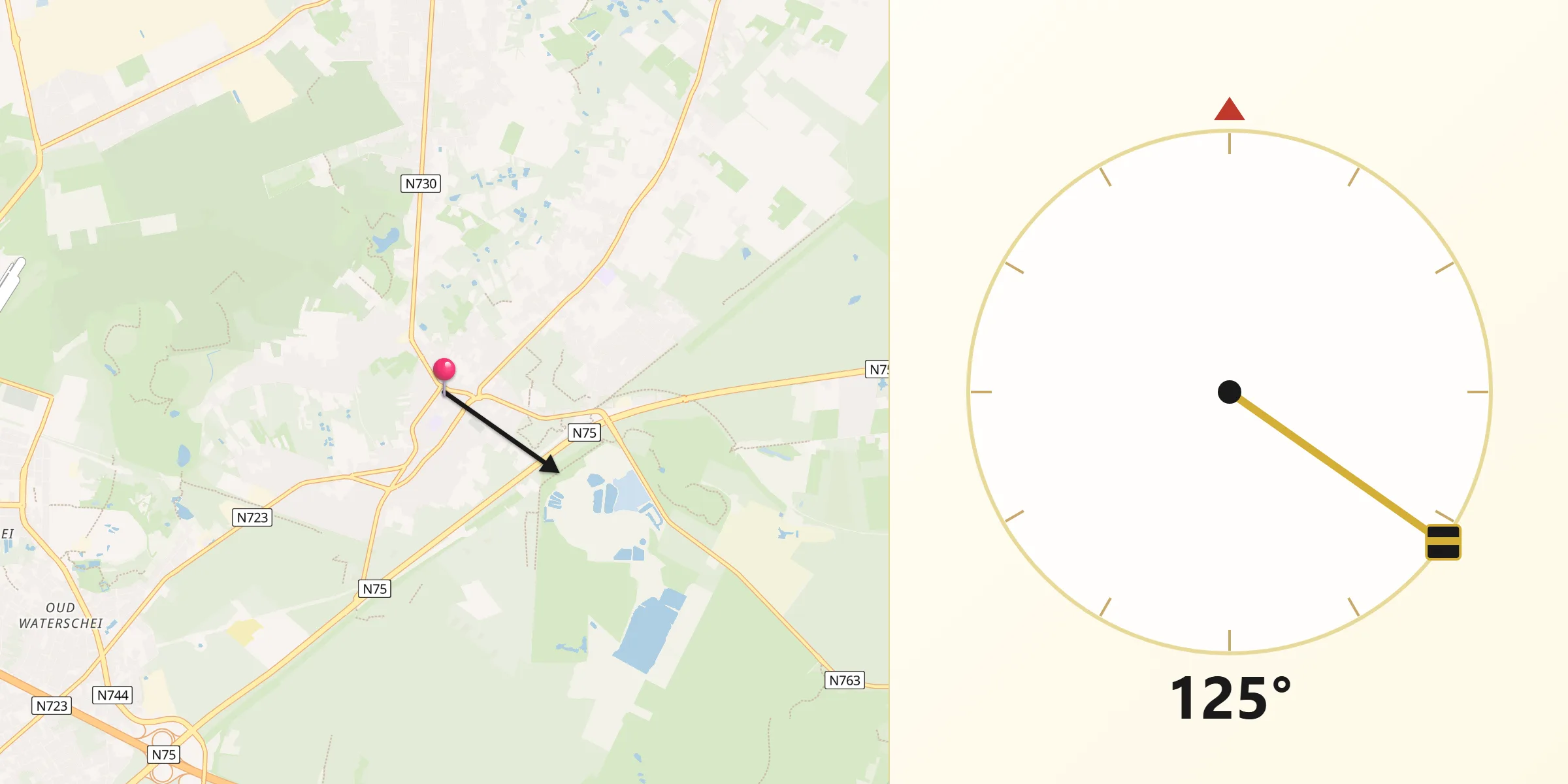 Direction vers la Qibla depuis As