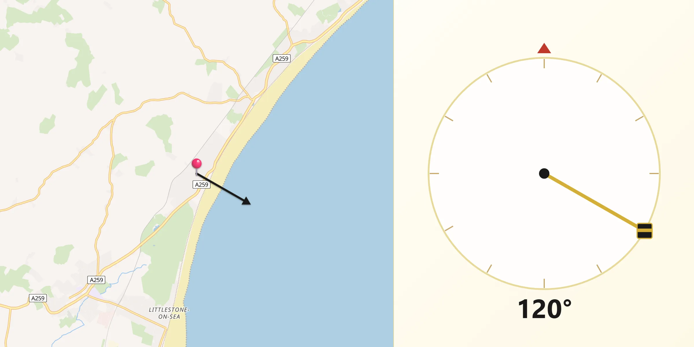 Qibla Direction from St Mary's Bay