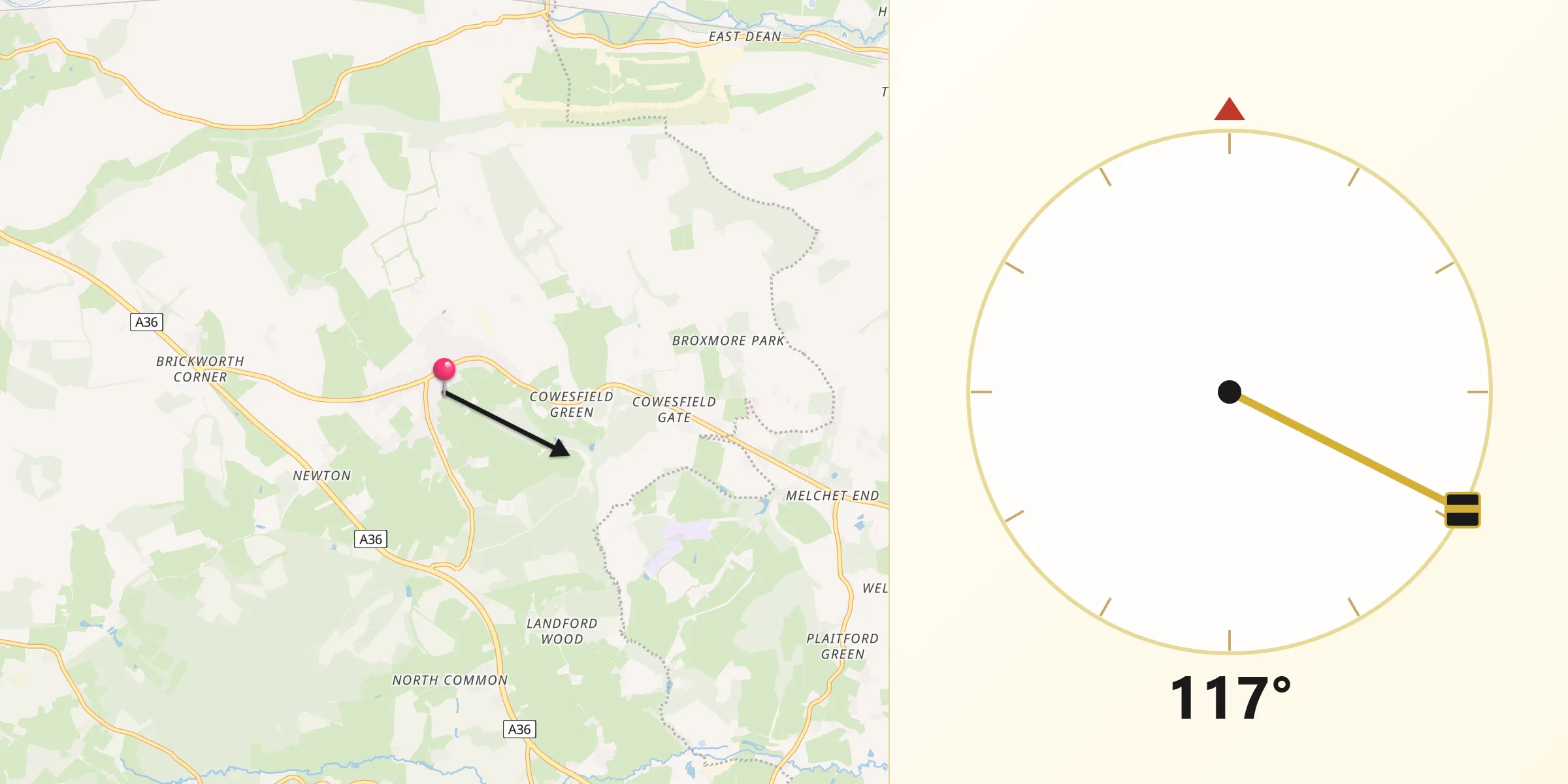 Qibla Direction from Whiteparish
