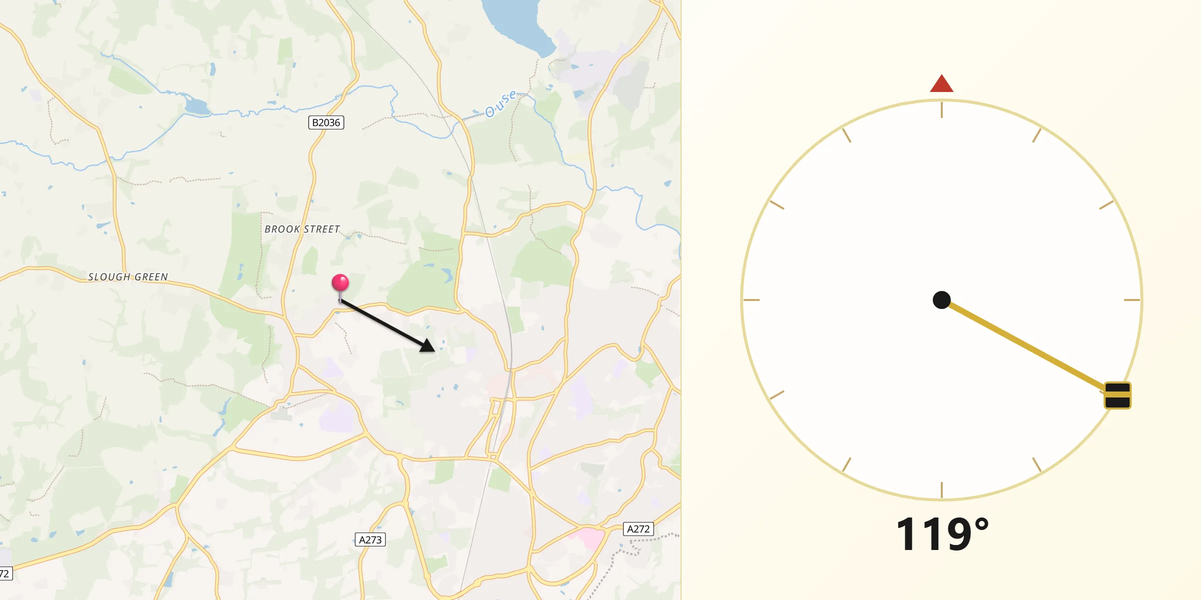Qibla Direction from South Nutfield