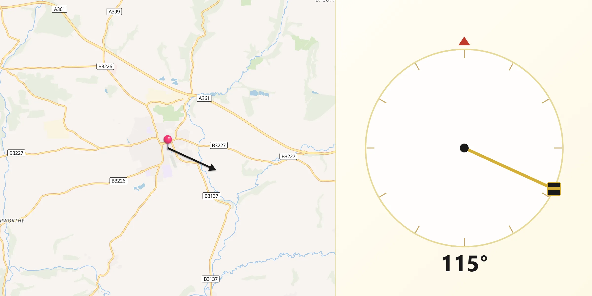 Qibla Direction from South Molton
