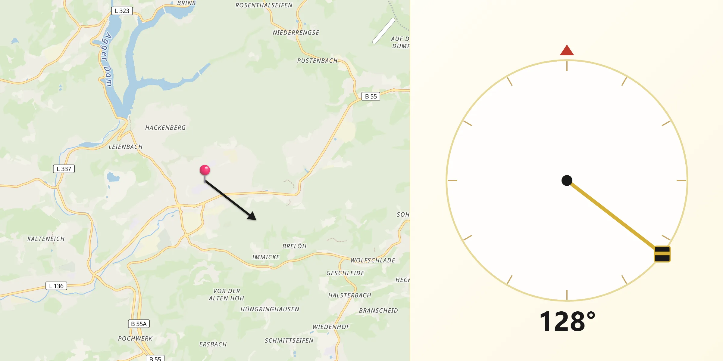 Qibla-Richtung von Bergneustadt