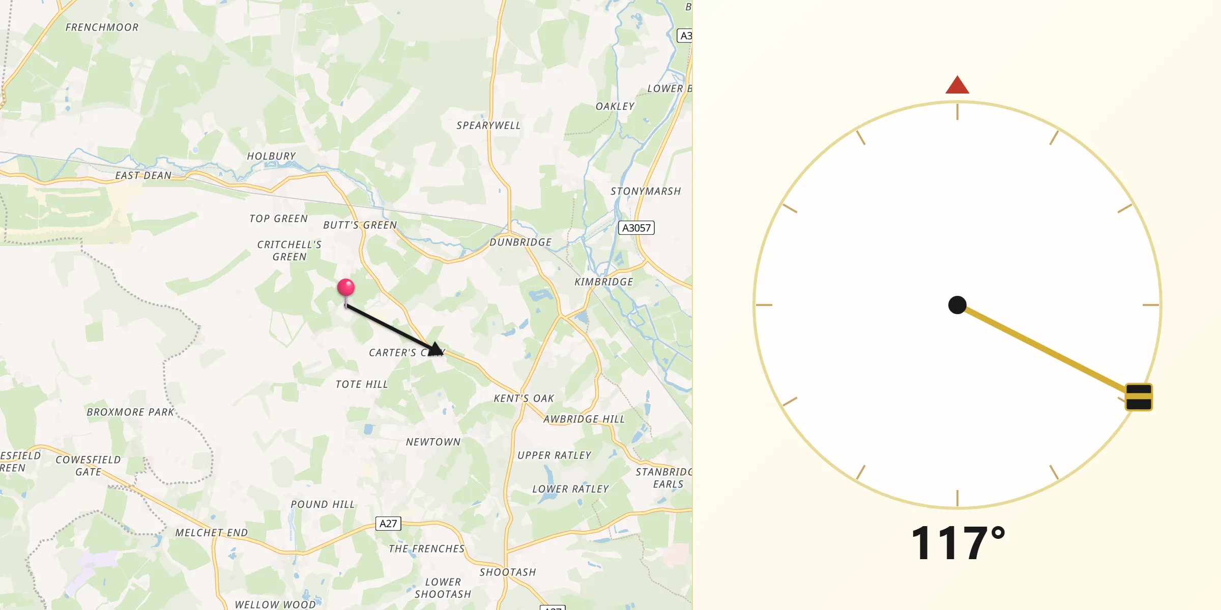 Qibla Direction from City of Winchester