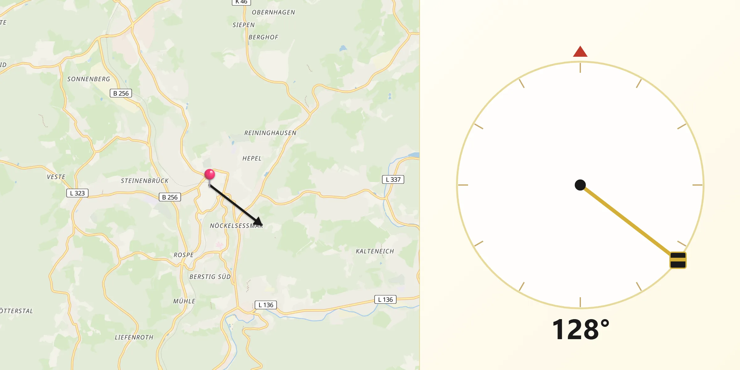 Gummersbach şehrinden Kıble Yönü