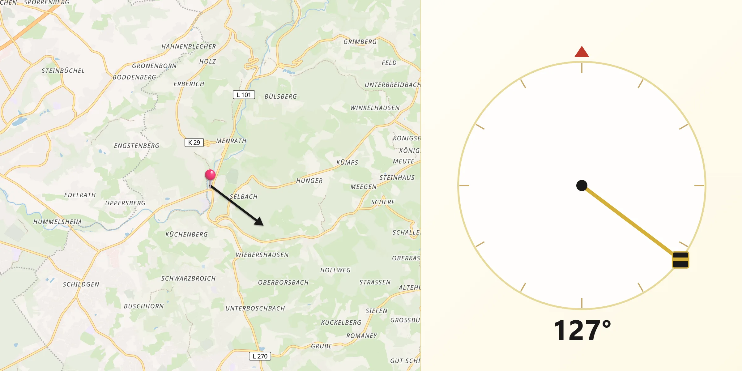 Qibla-Richtung von Odenthal