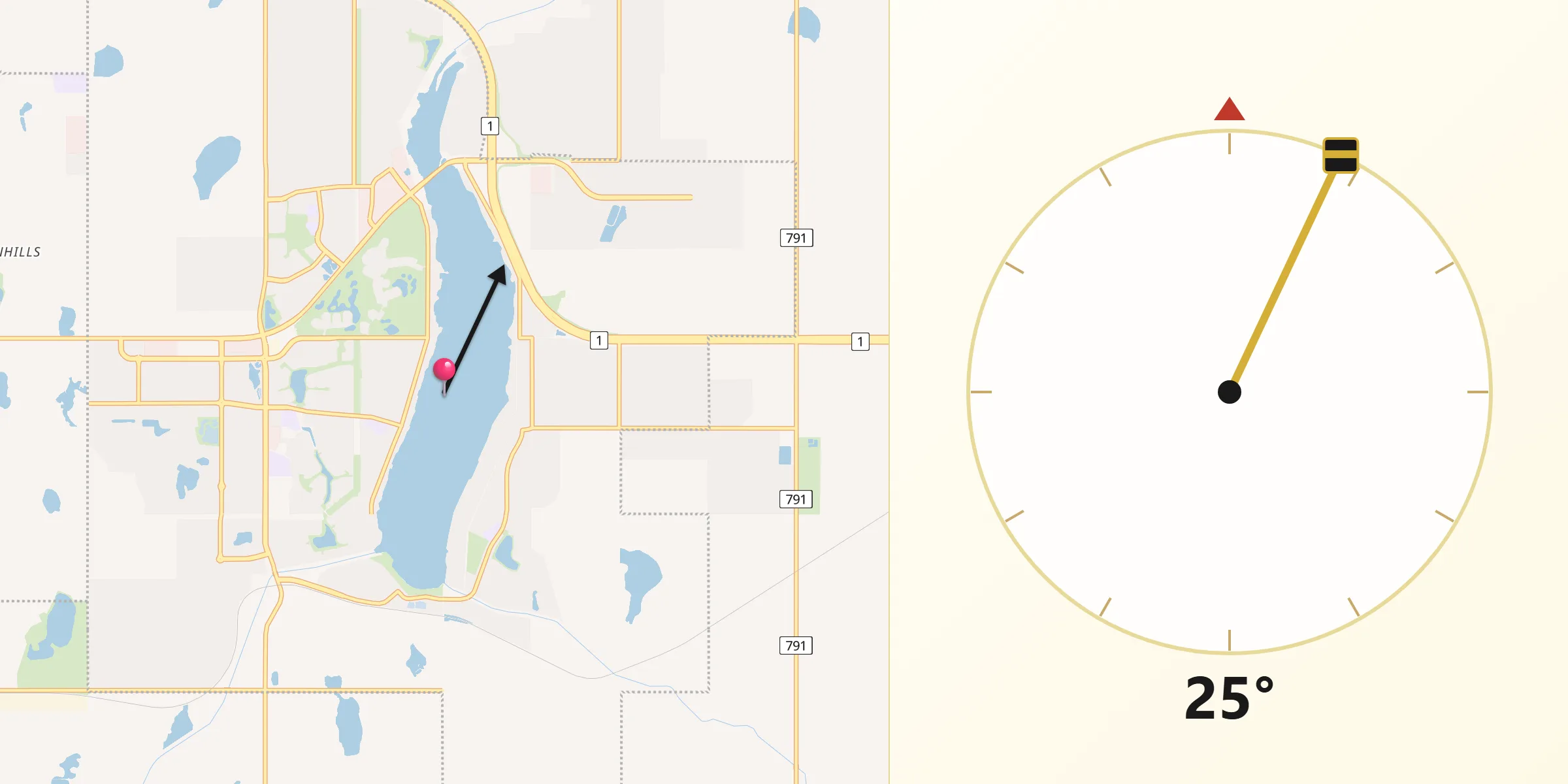 Qibla Direction from Chestermere