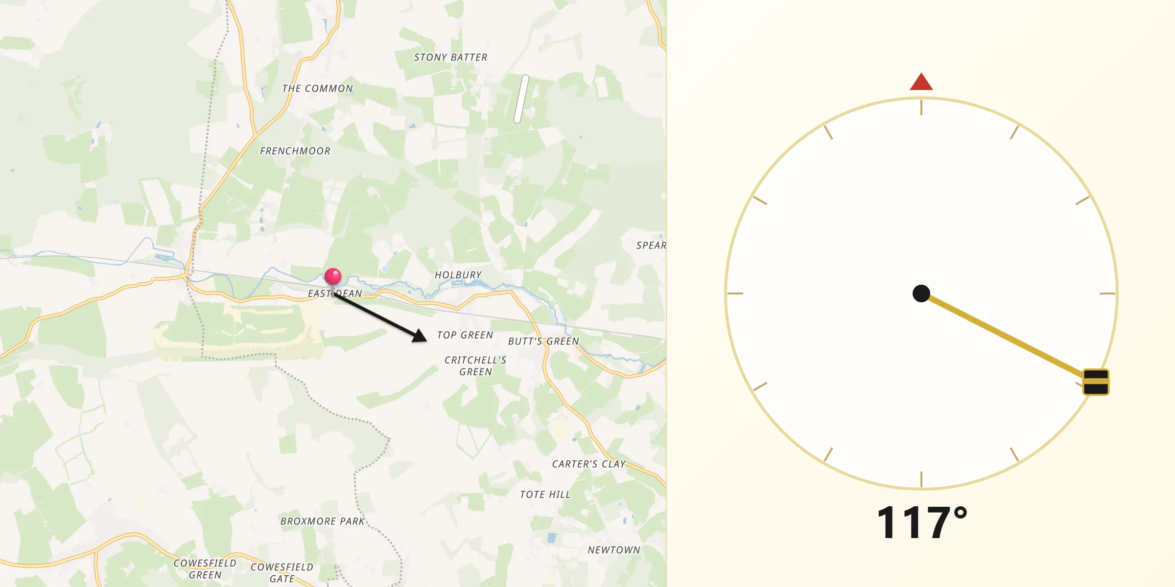 Qibla Direction from East Dean
