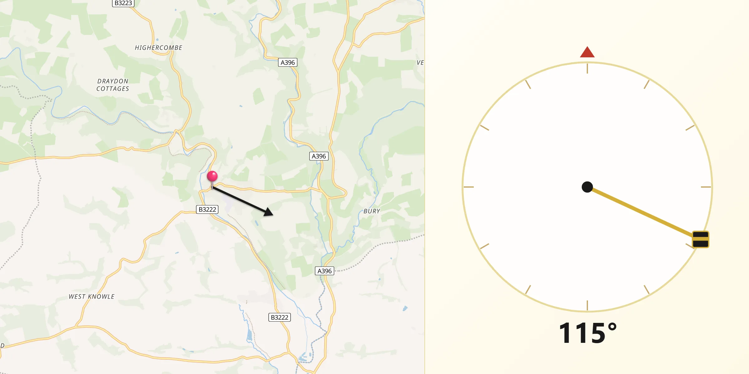 Qibla Direction from Dulverton