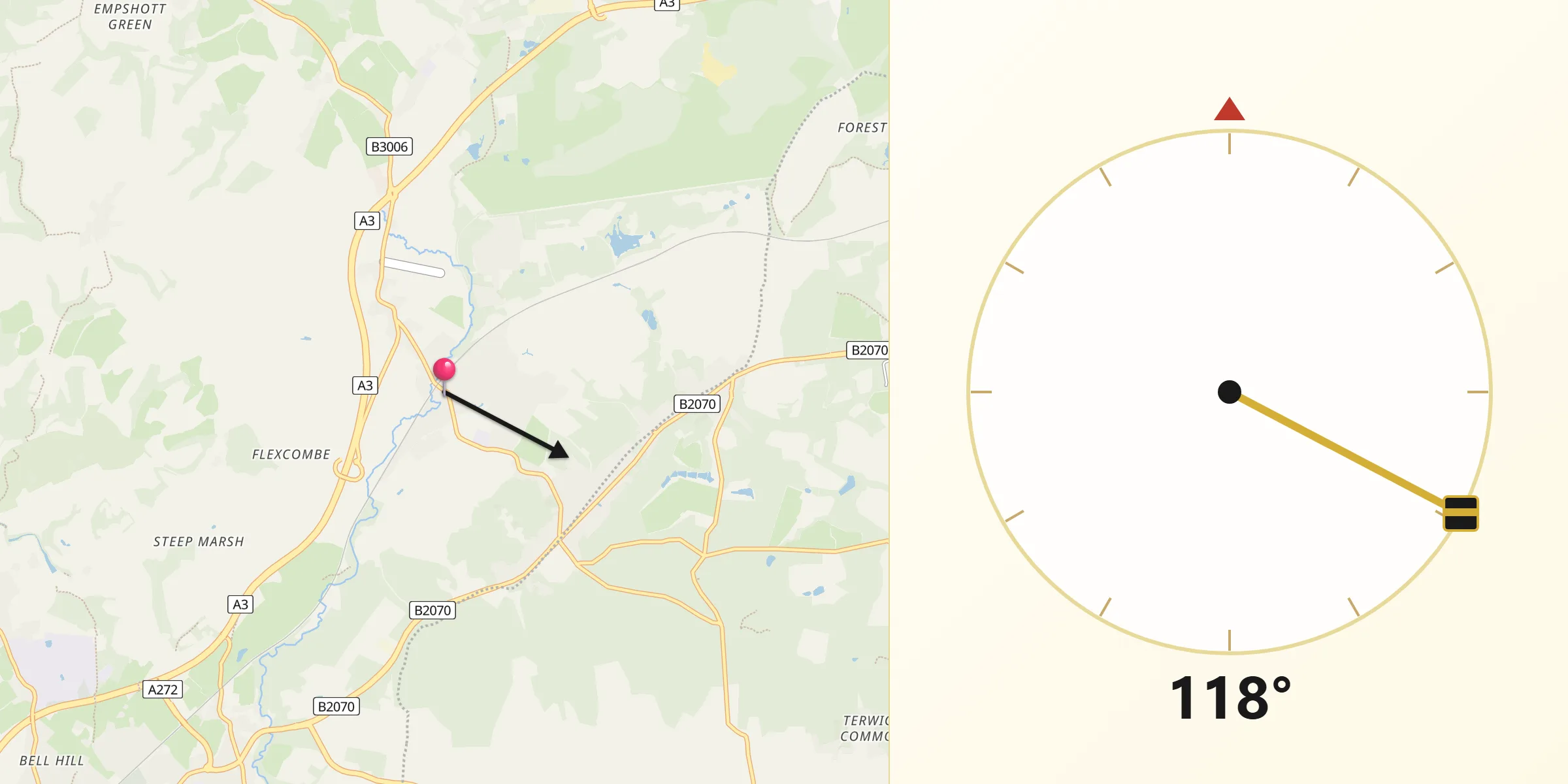 Qibla Direction from Liss