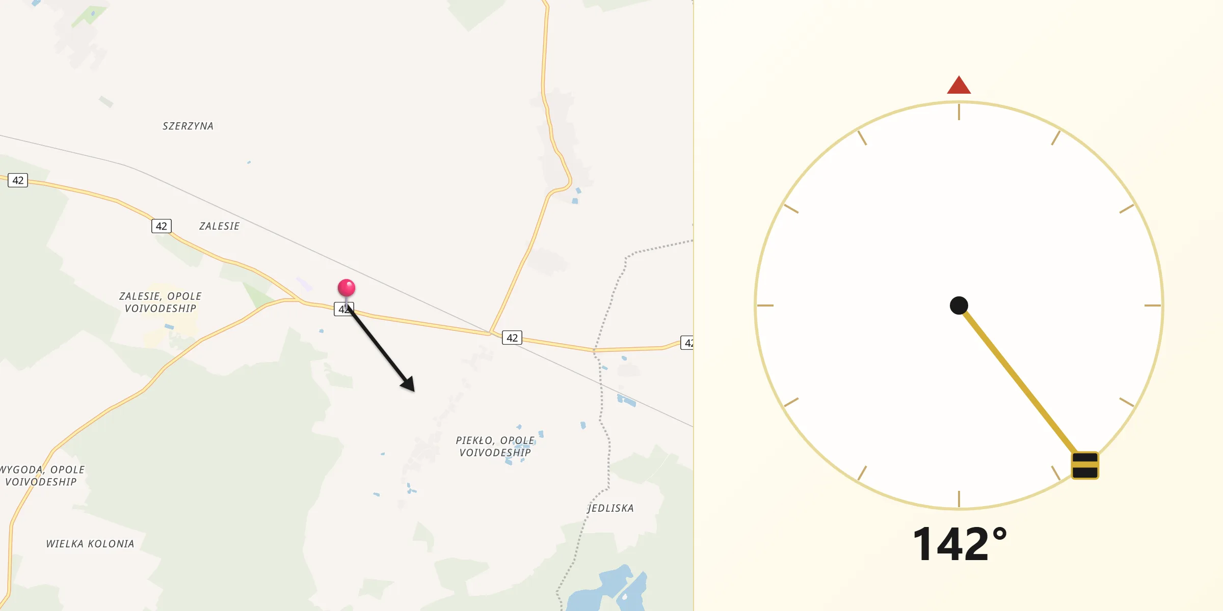 Kierunek Qibla z Domaszowice
