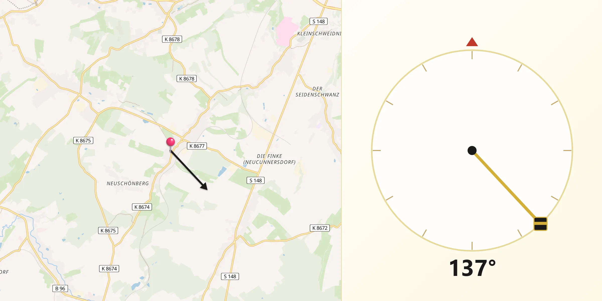 Qibla-Richtung von Dürrhennersdorf