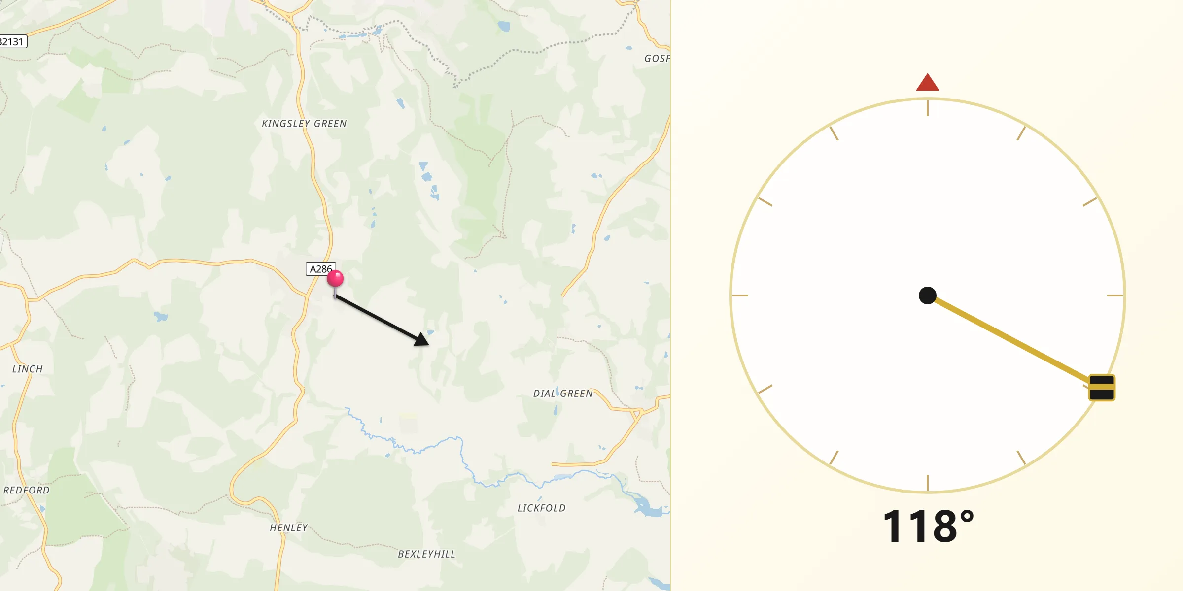 Qibla Direction from Fernhurst