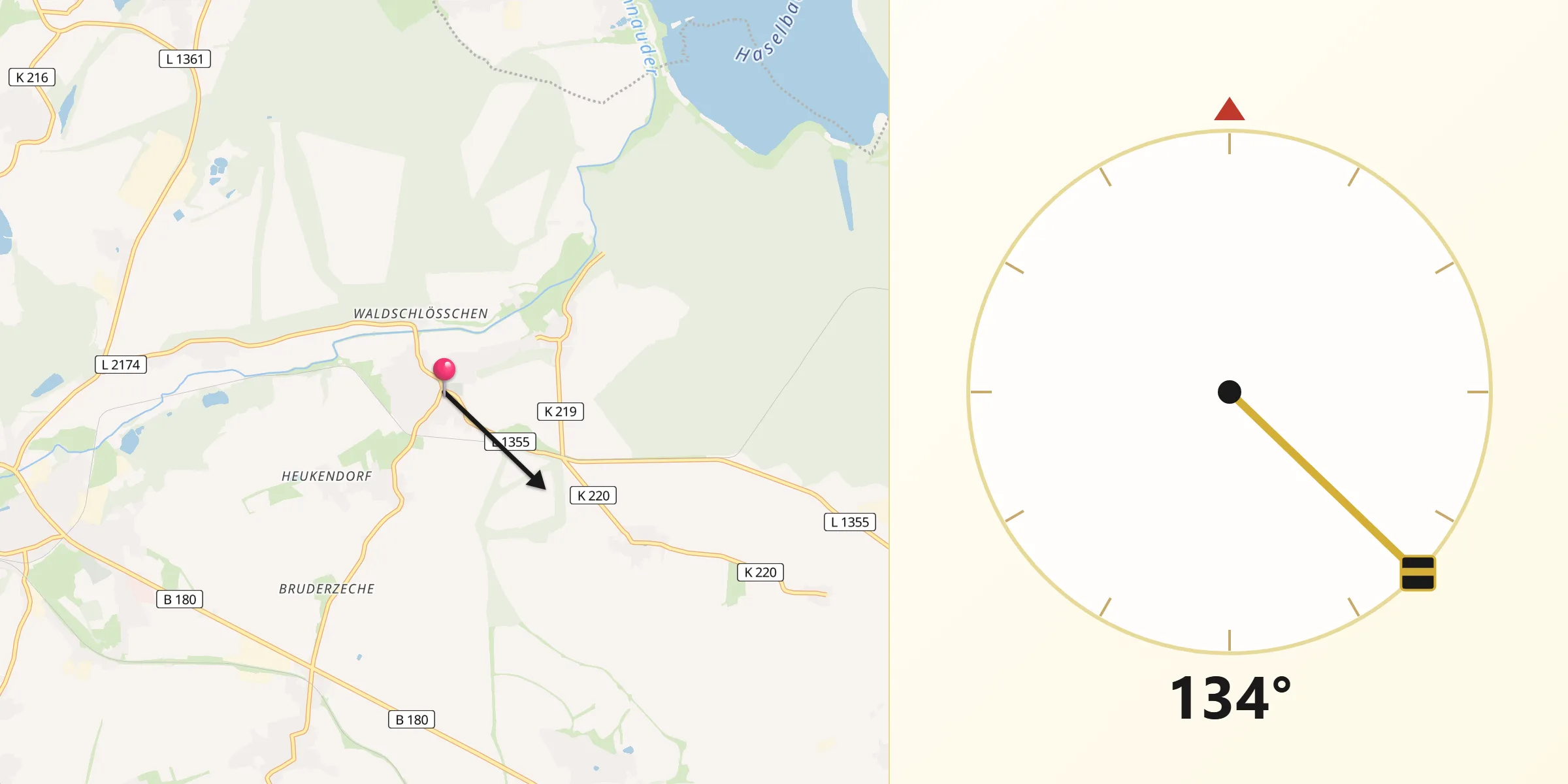 Qibla-Richtung von Wintersdorf