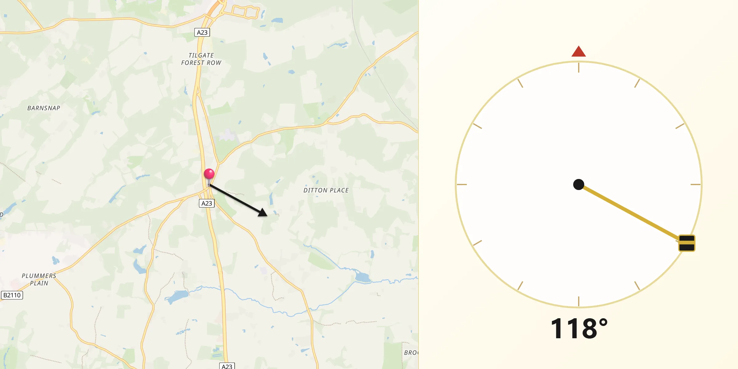 Qibla Direction from Handcross