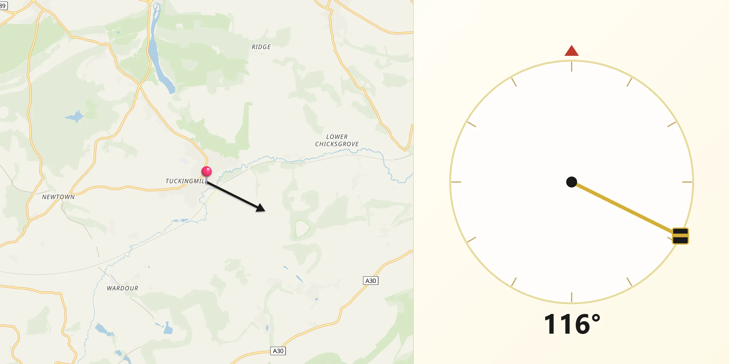 Qibla Direction from Tisbury