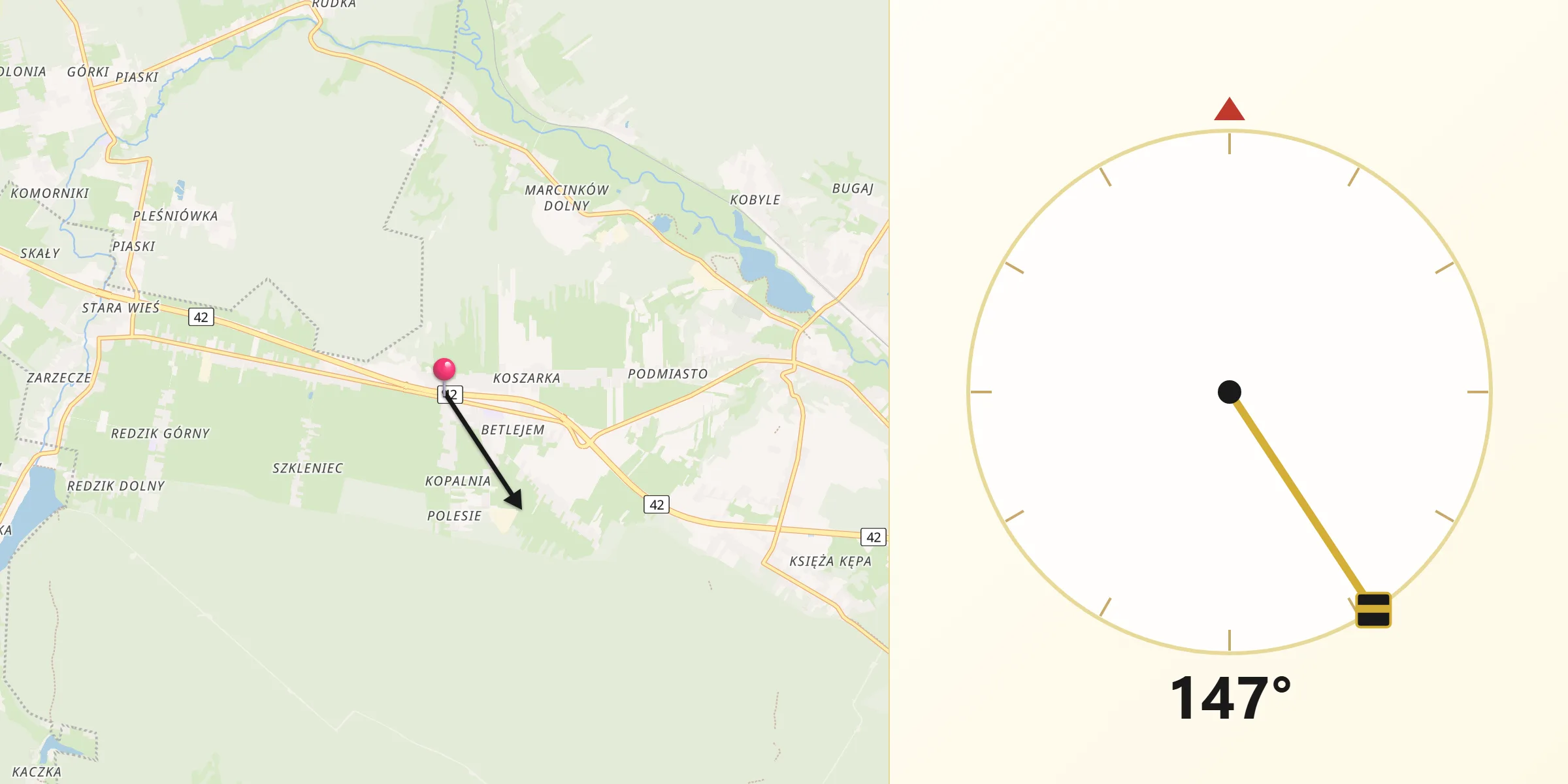 Kierunek Qibla z Wielka Wieś