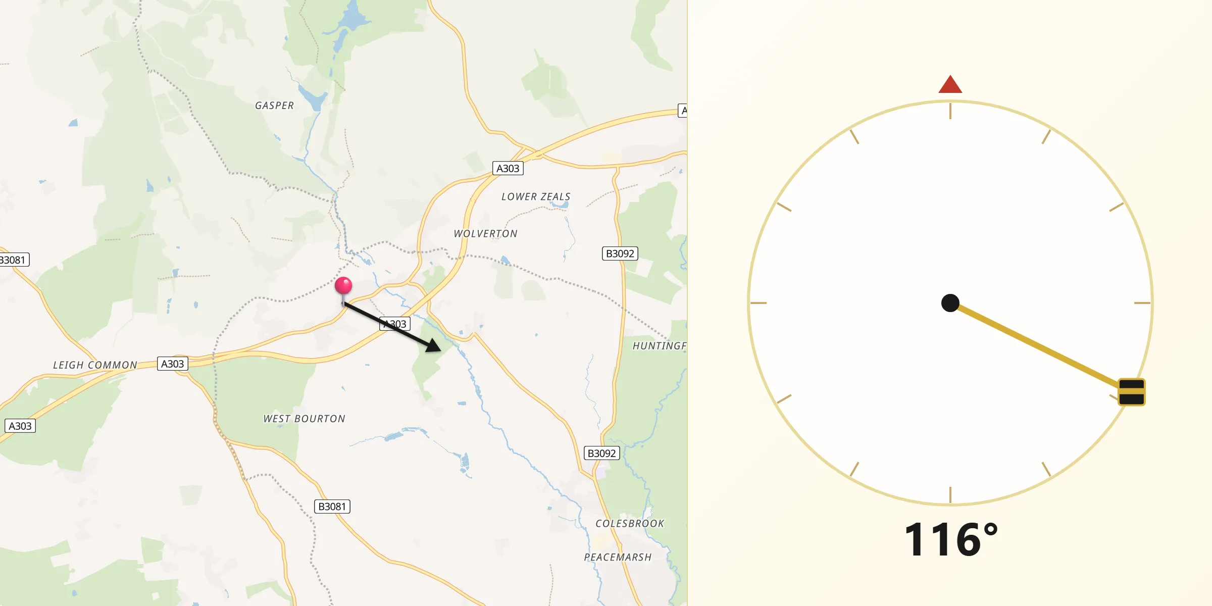 Qibla Direction from Bourton