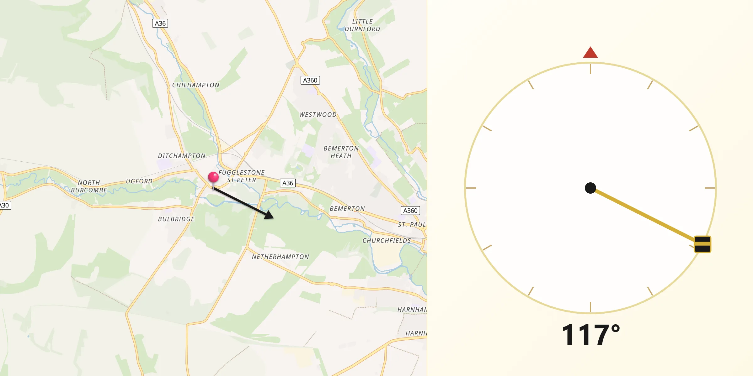 Qibla Direction from Wilton