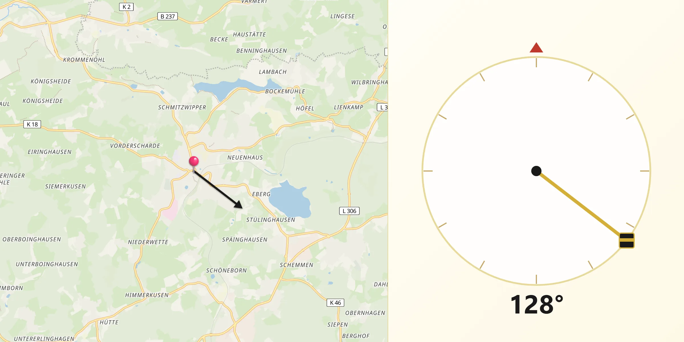 Qibla-Richtung von Marienheide