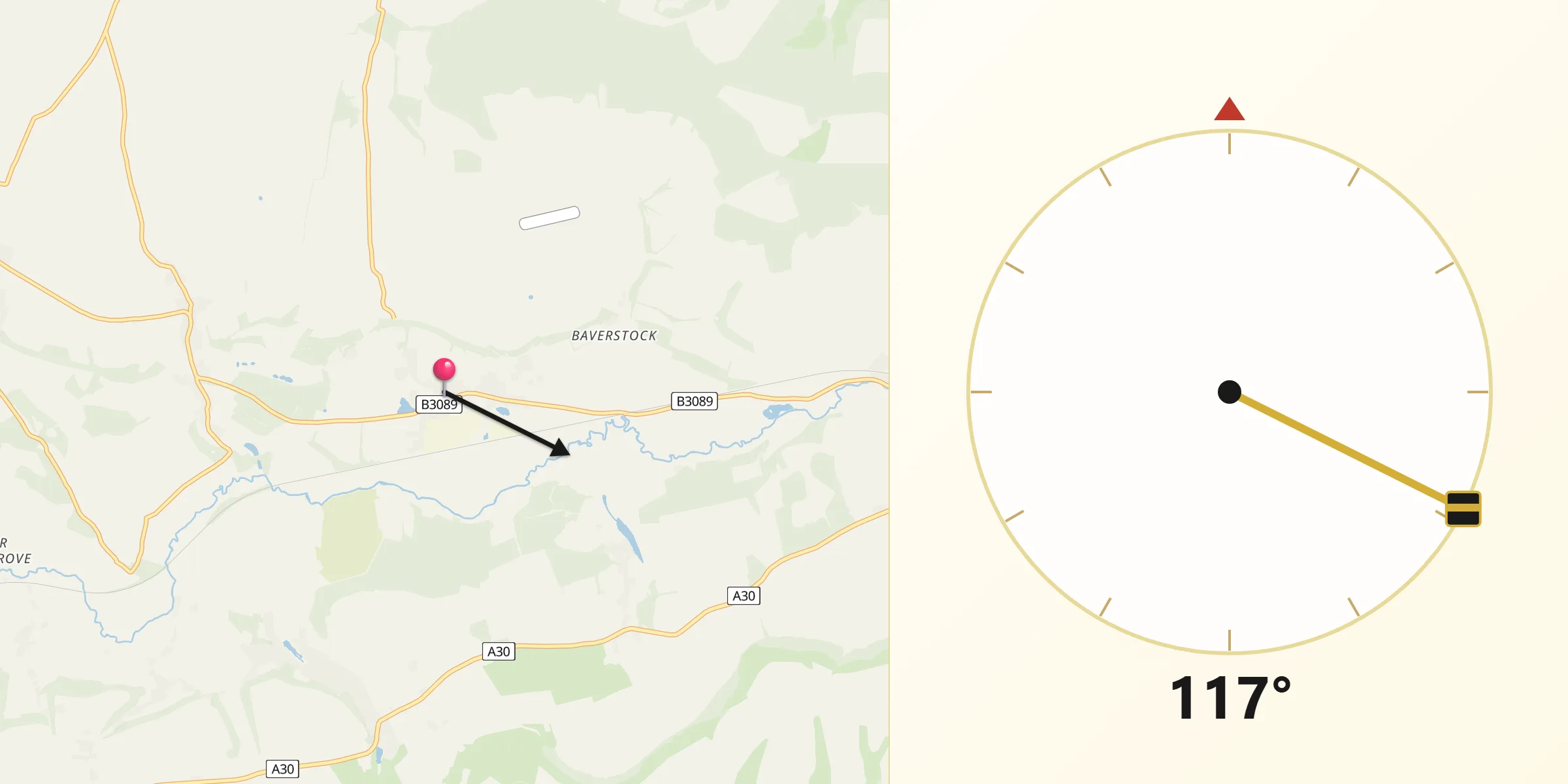 Qibla Direction from Dinton
