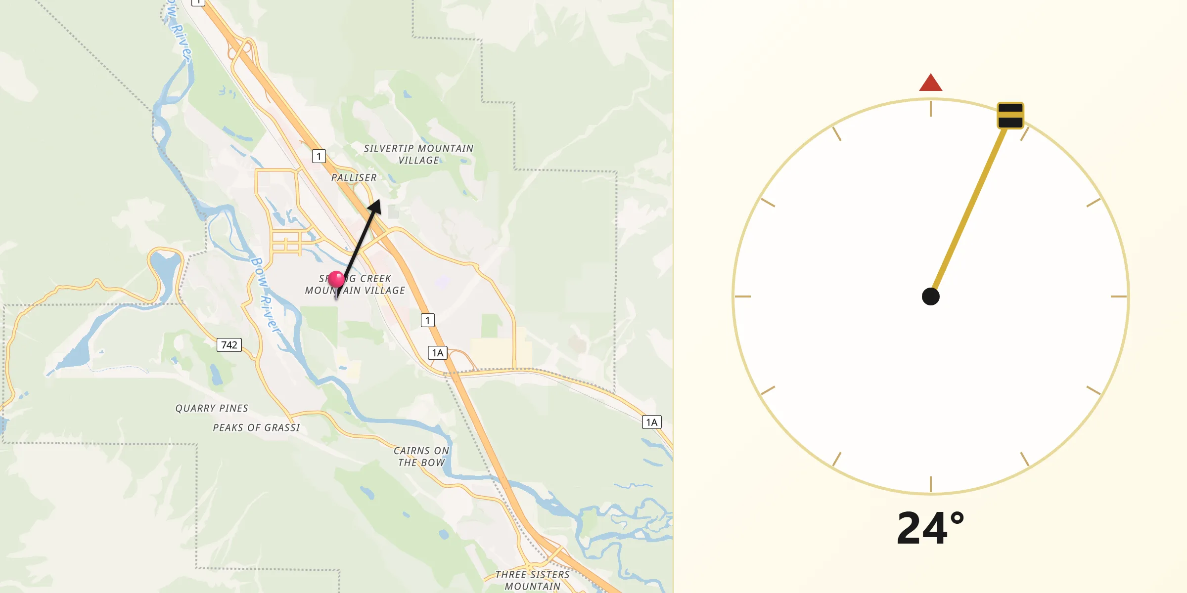 Qibla Direction from Canmore