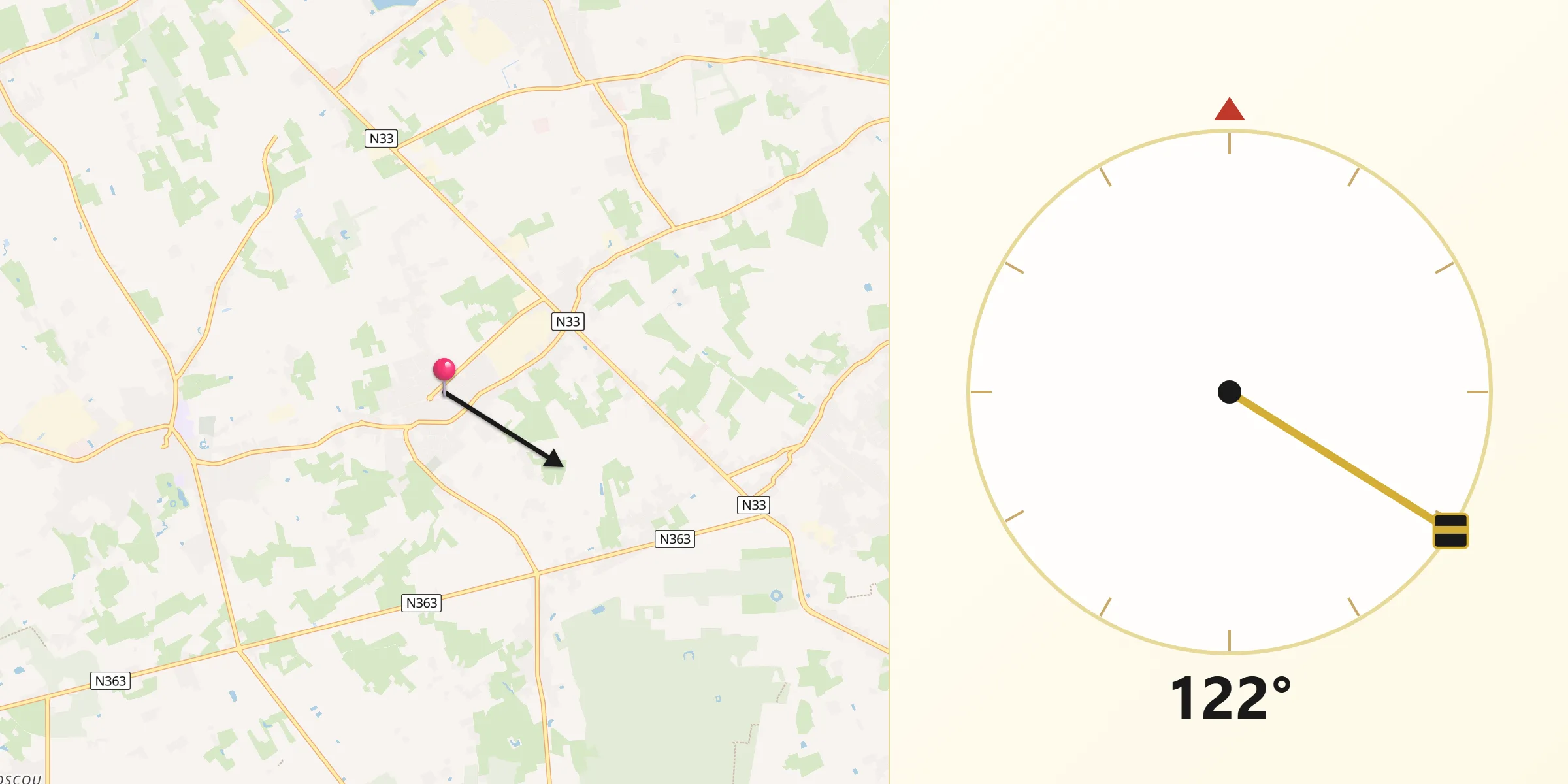 Direction vers la Qibla depuis Ichtegem