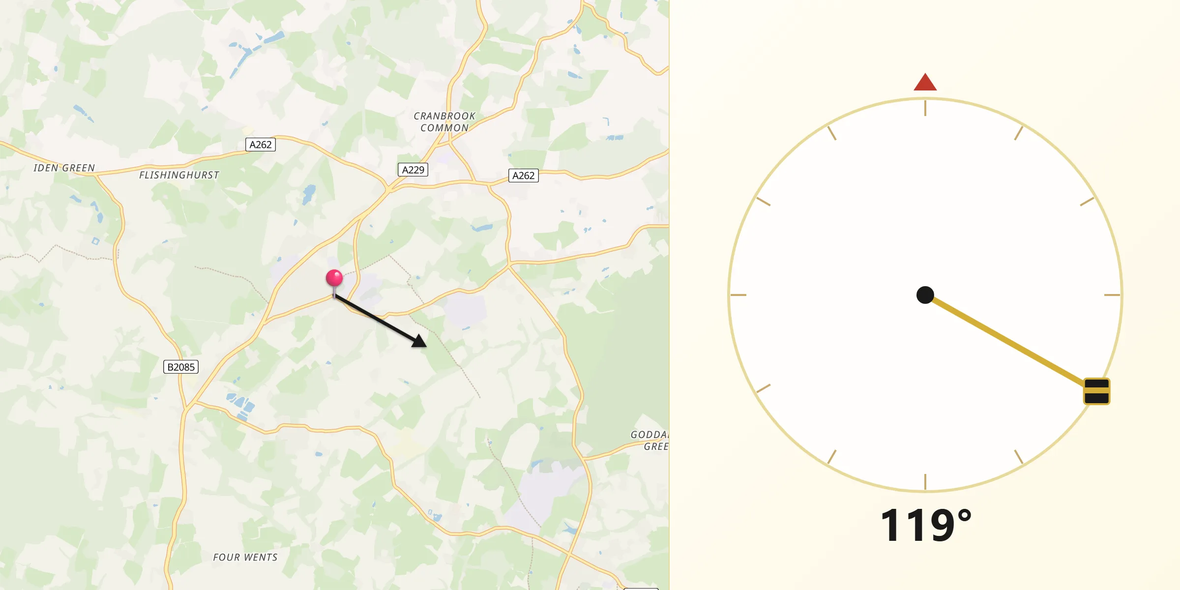 Qibla Direction from Cranbrook