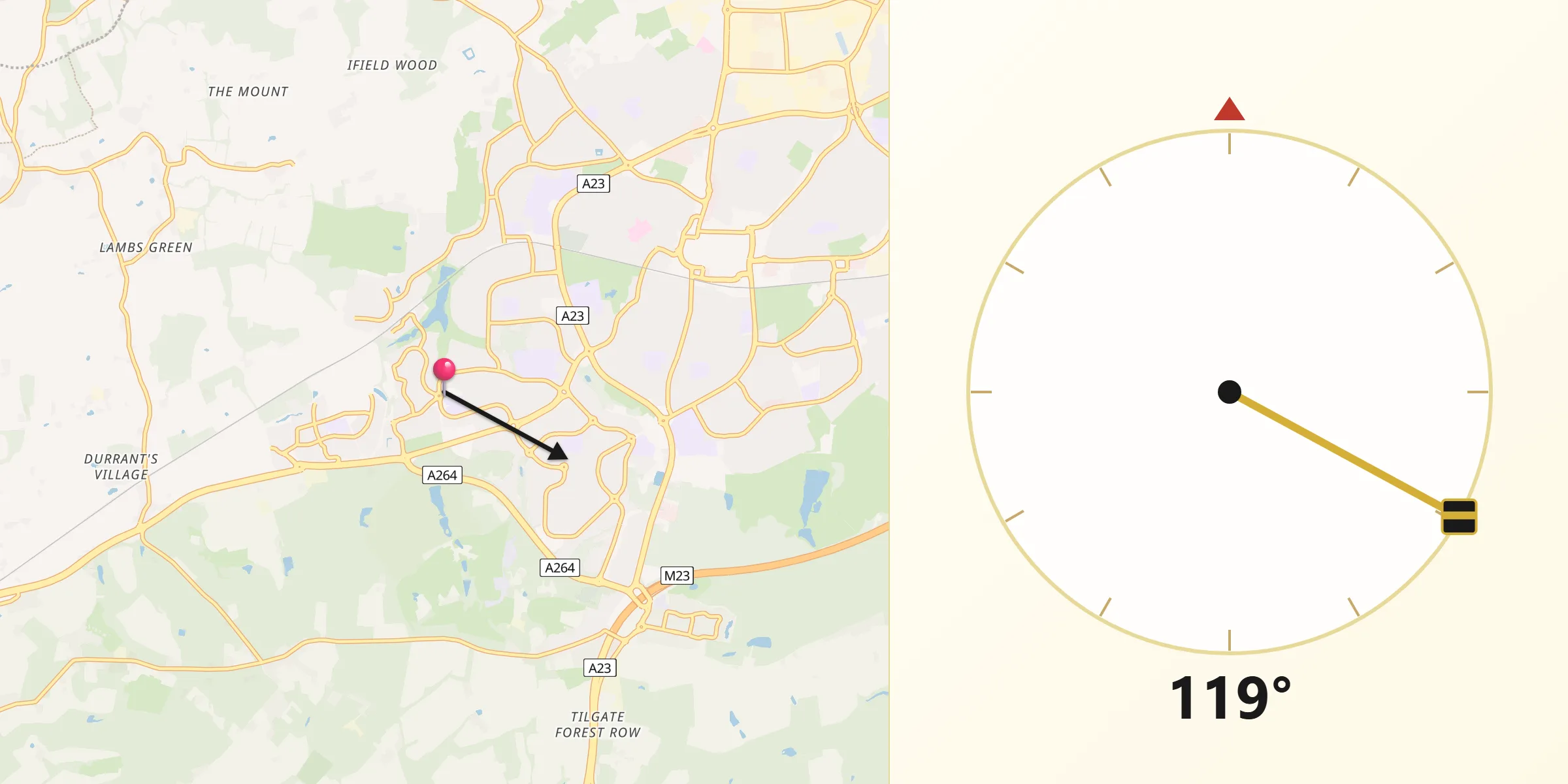 Qibla Direction from Bewbush