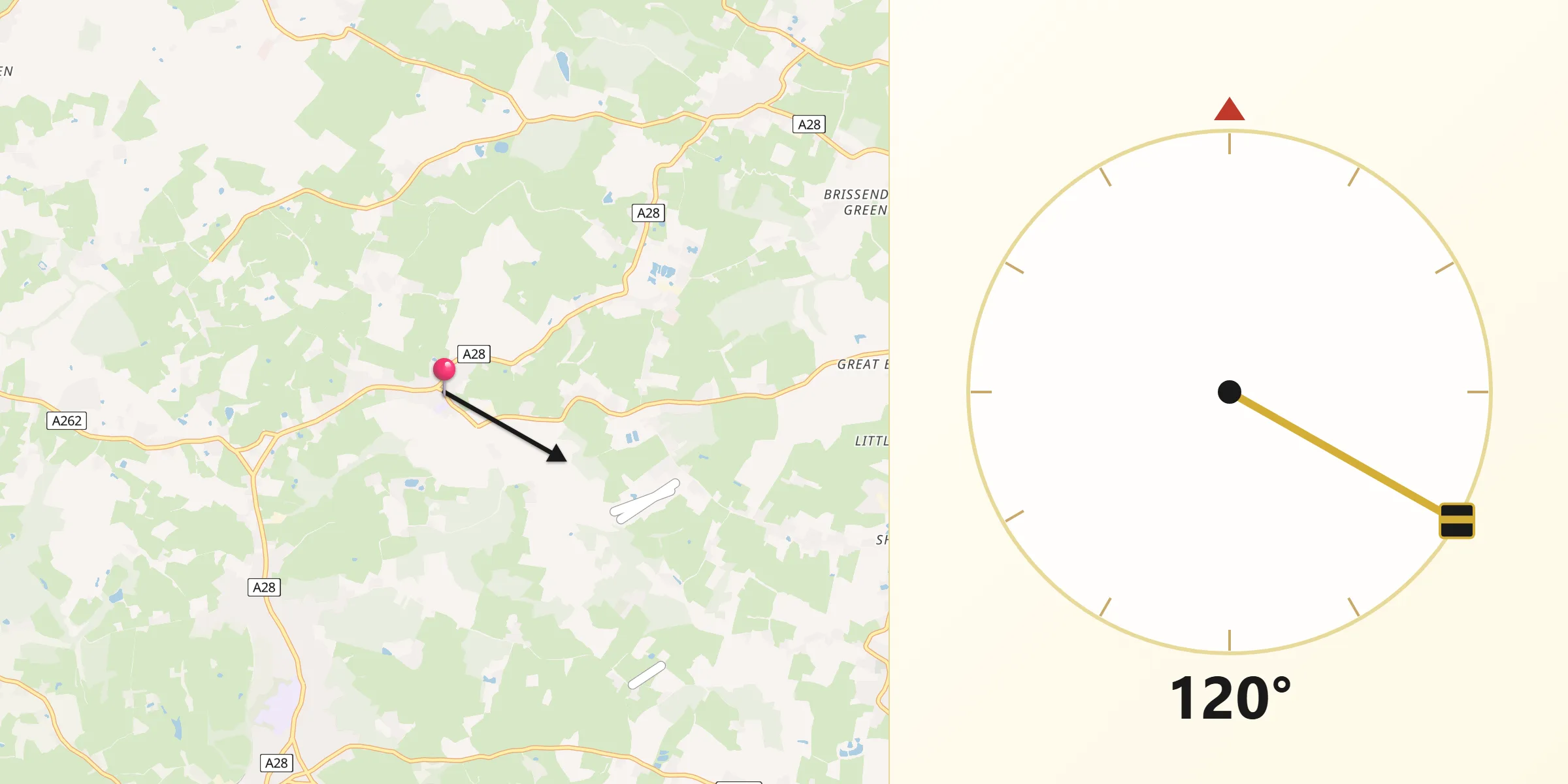 Qibla Direction from High Halden