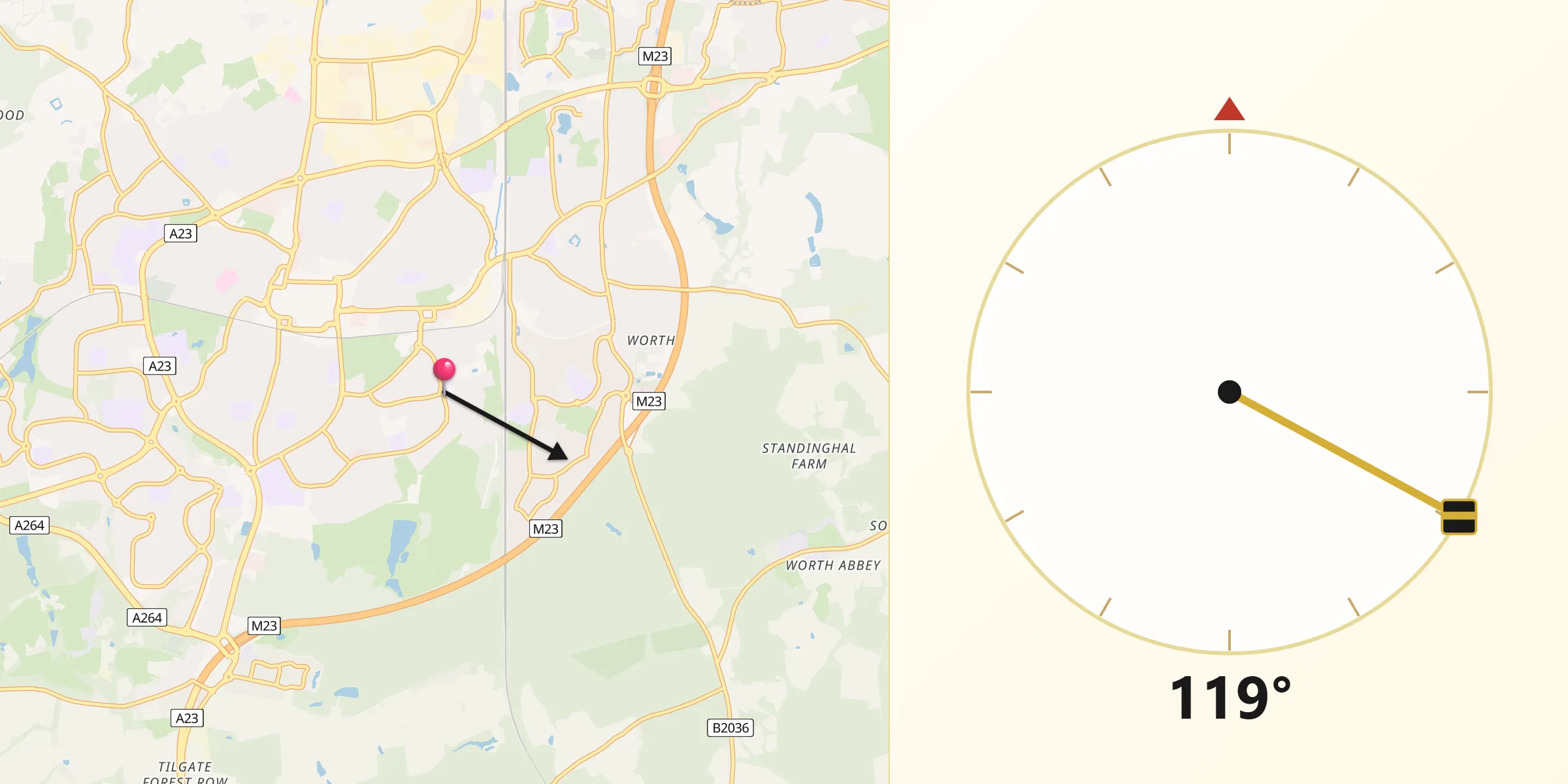 Qibla Direction from Furnace Green