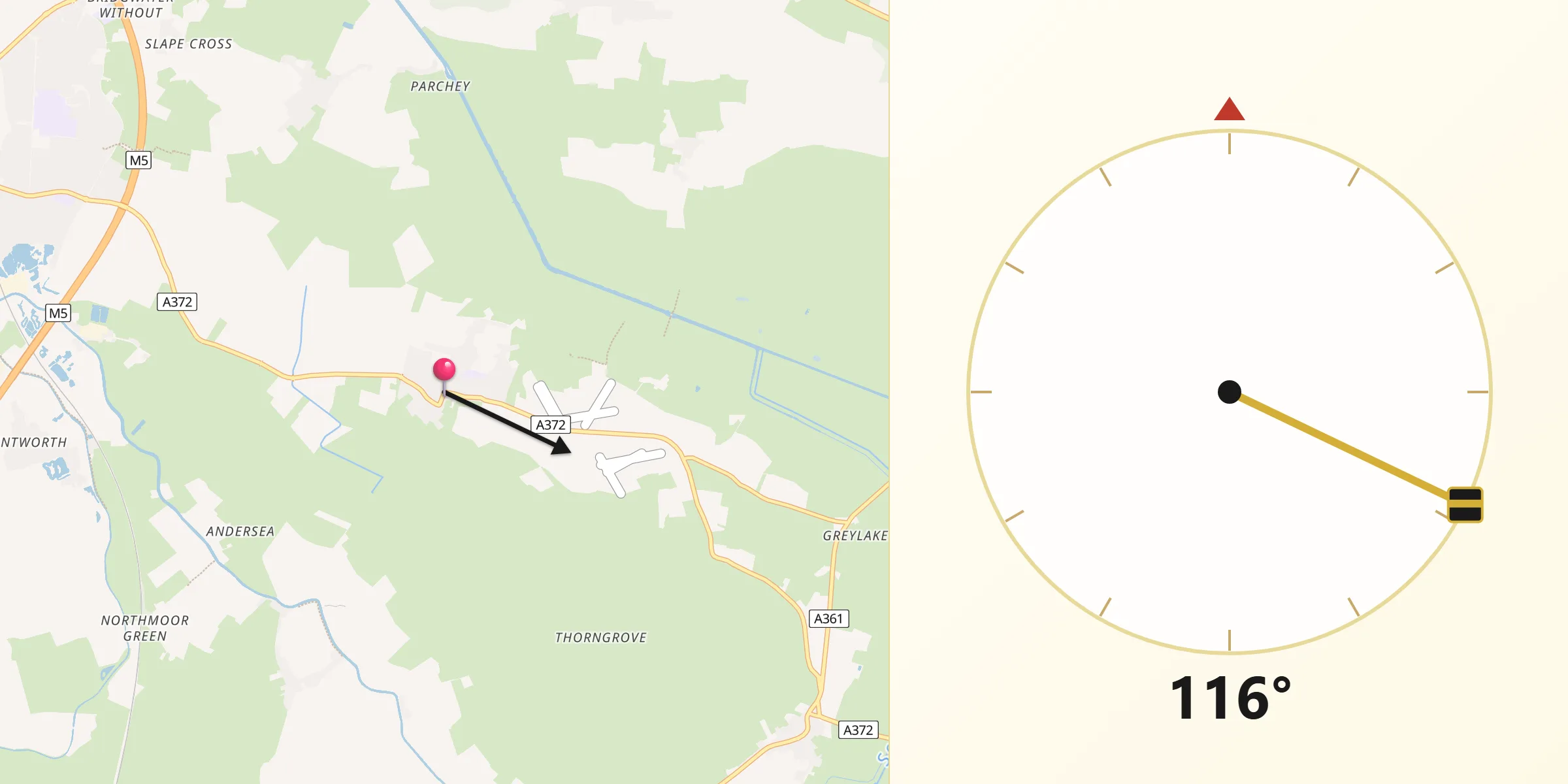 Qibla Direction from Westonzoyland
