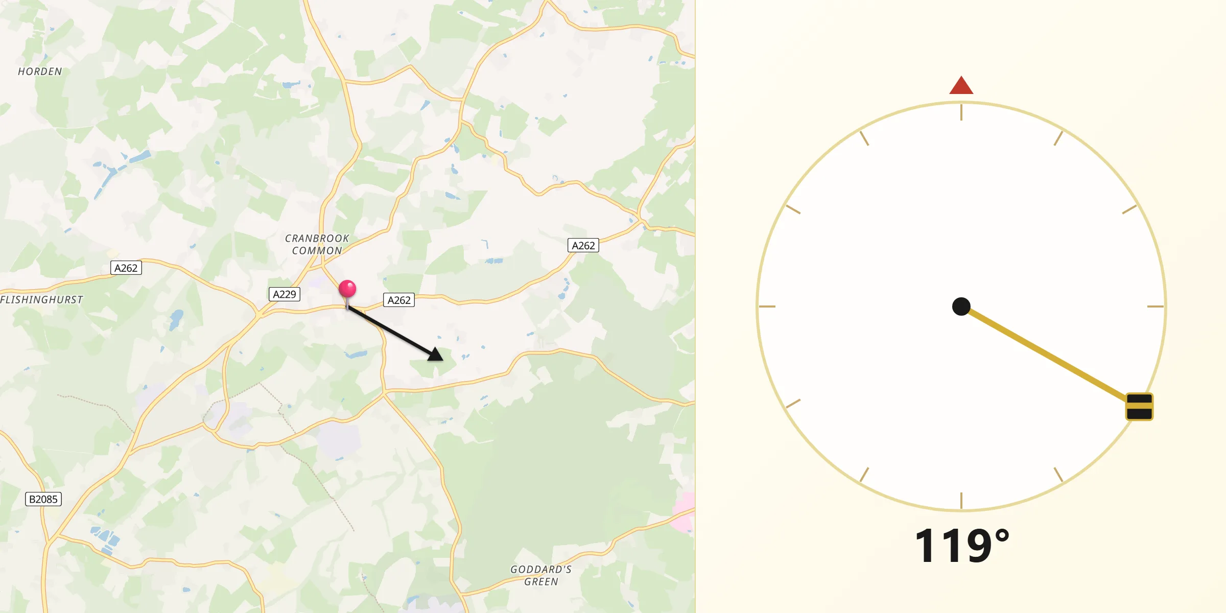 Qibla Direction from Sissinghurst
