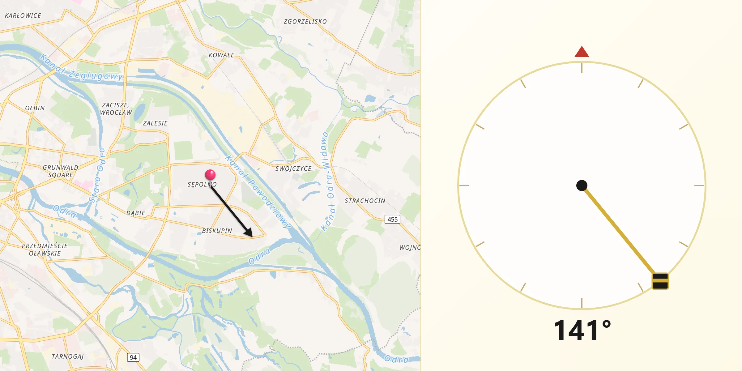 Kierunek Qibla z Sępolno