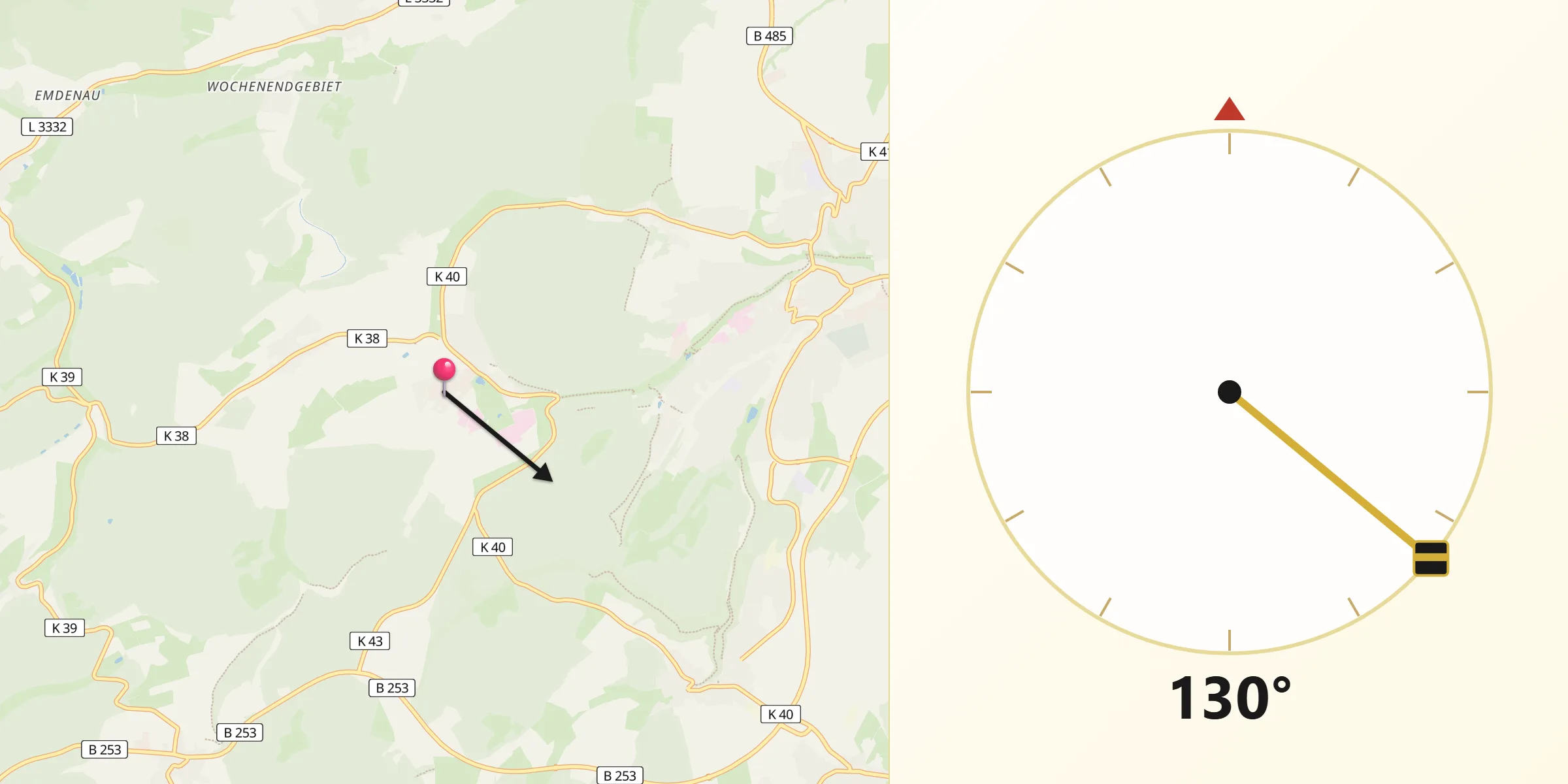 Qibla-Richtung von Reinhardshausen